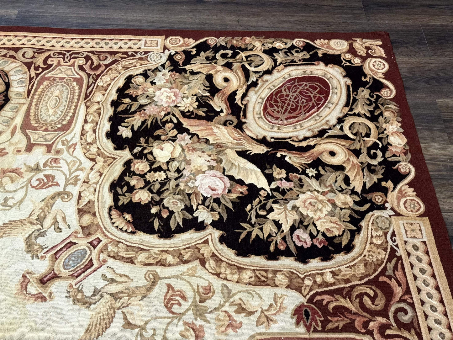 French Aubusson Rug 9x12 - European Design Flatweave Carpet - Nuvé