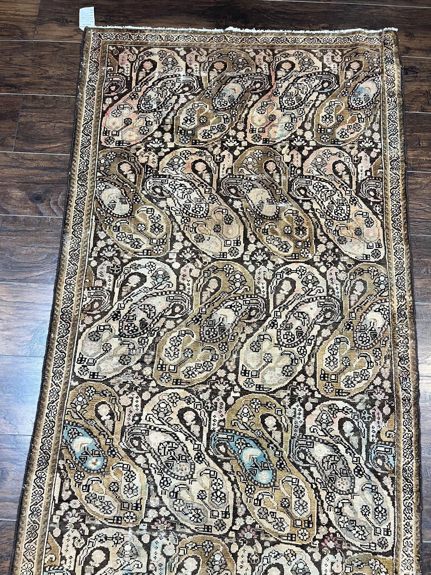 Antique Persian Malayer Runner Rug 3x16, Repeated Boteh Paisley Design, Rare Rug, 1920s Antique Oriental Carpet, Wool Handmade Hand Knotted 3 x 16 ft Rug - Nuvé