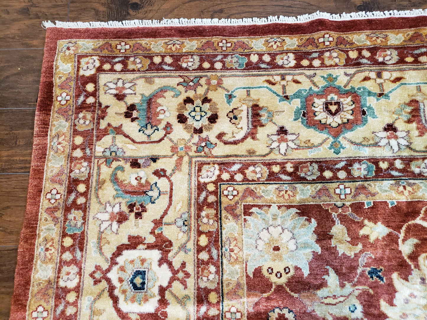 Safavieh Room Sized Rug 10x14, Wool Hand-Knotted Auburn Red & Light Gold Egyptian Mahal Oriental Carpet, 10 x 14 Large Living Room Rug - Nuvé