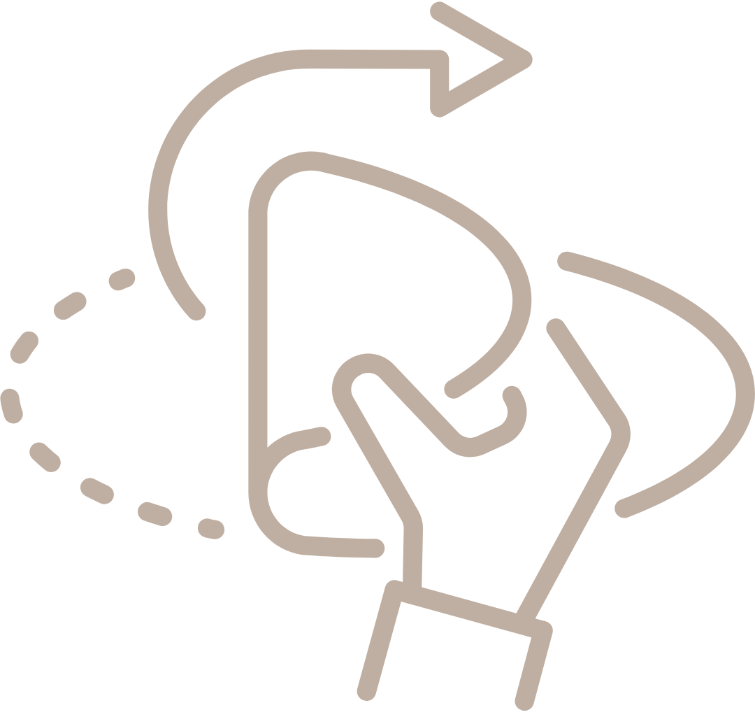 Outline of a person walking with an umbrella on a white background