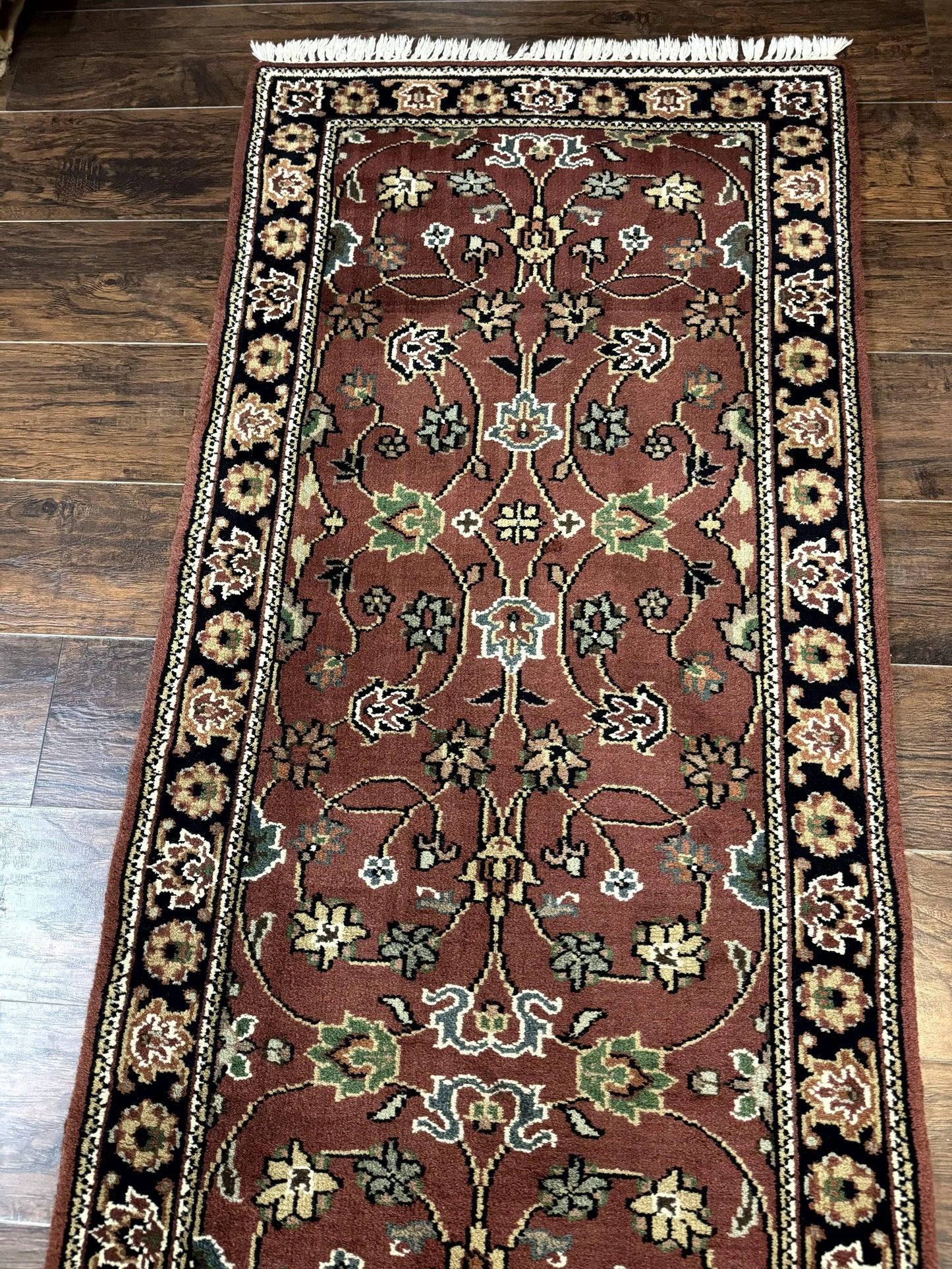 Indo Persian Sarouk Runner Rug 2.8 x 20 ft Runner for Hallway, Long Runner Rug, Handmade - Nuvé