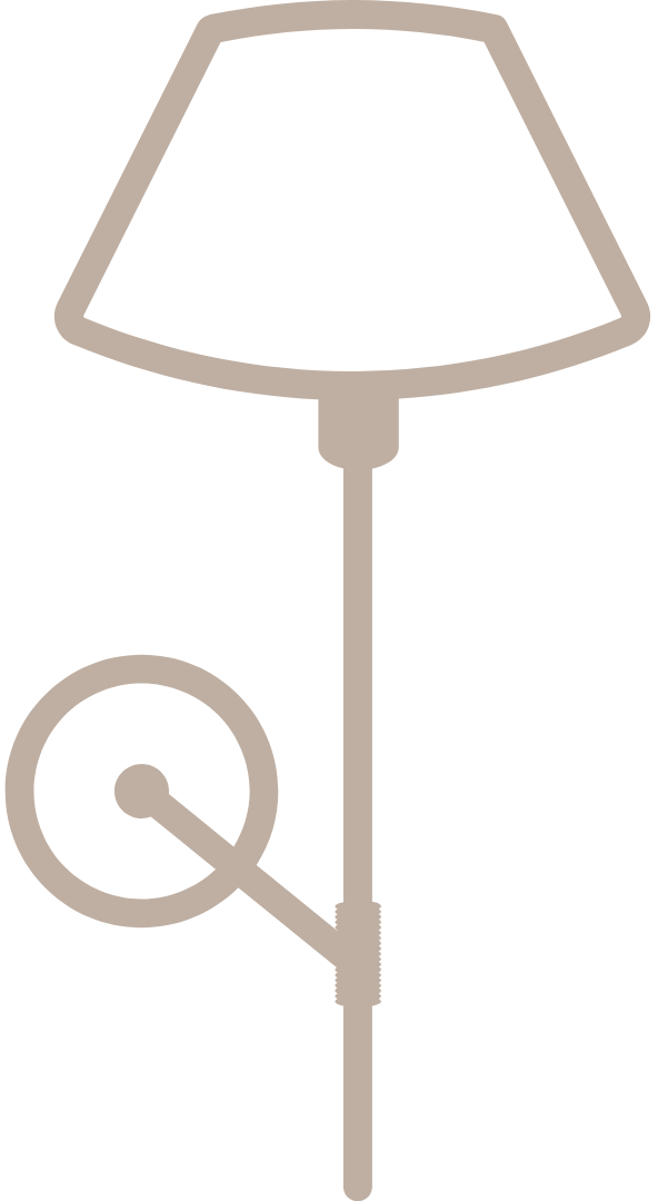 Beige wall-mounted lamp with a white shade on a white background