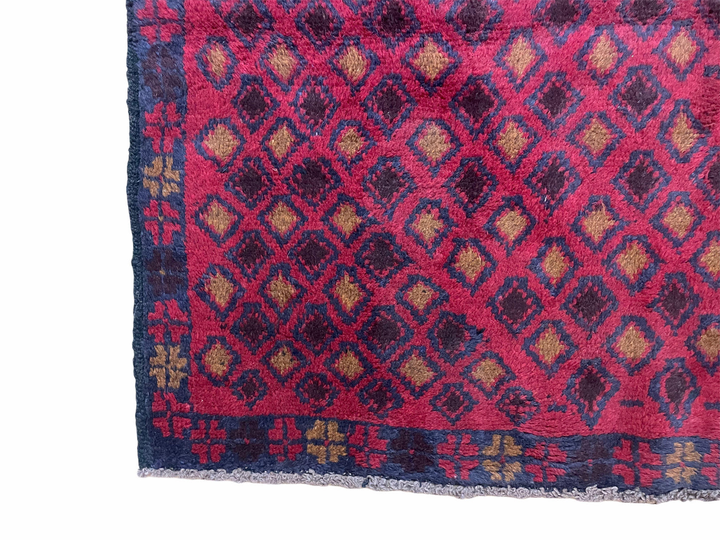 3x5 New Vintage Handmade Tribal Wool Rug Balouch Rug Afghan Rug Red Blue Diamond - Nuvé