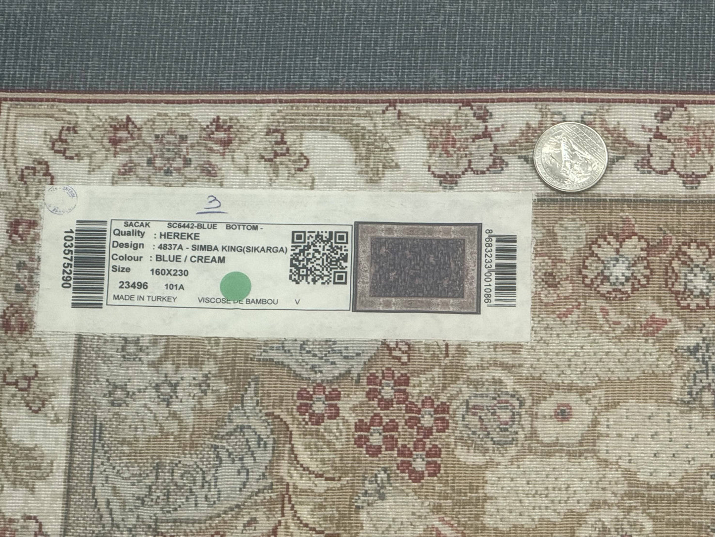Turkish Silk Rug 5x8, Hunting Design, Animal Pictorials, Steel Blue & Ivory, Bamboo Silk - Nuvé