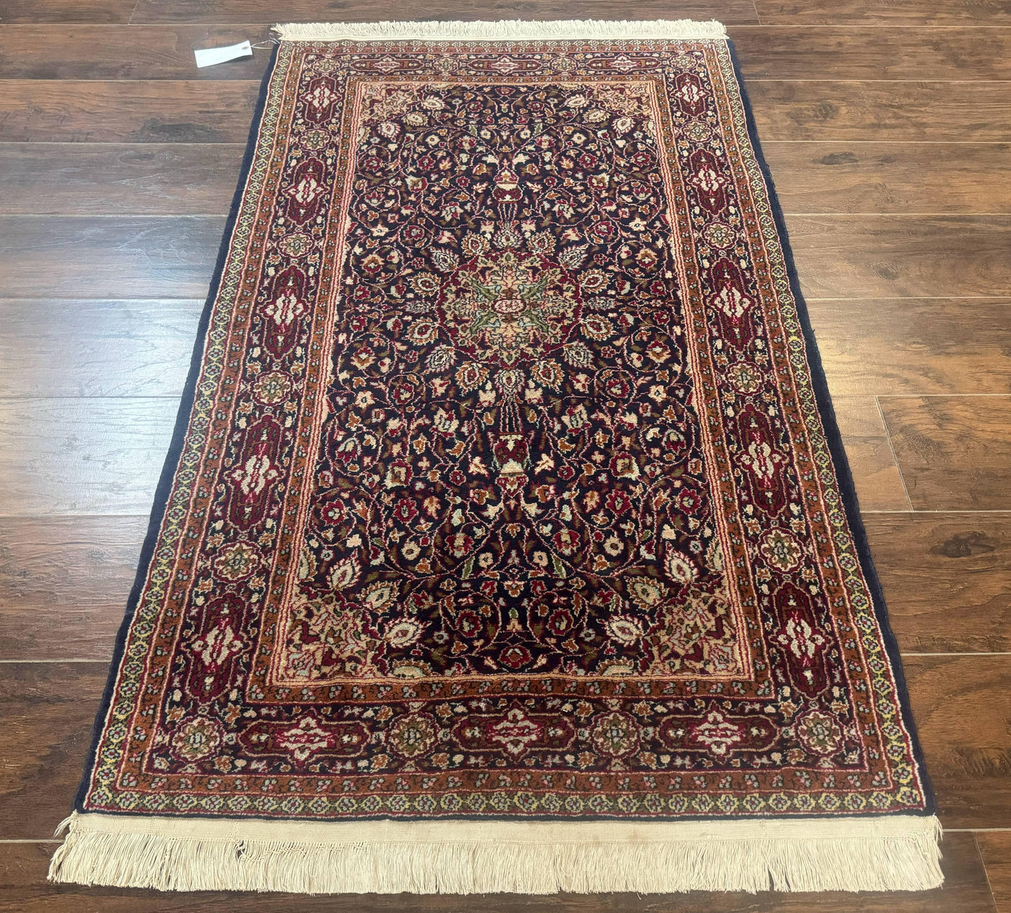 Indo Kashmiri Rug 3x5, Navy Blue, Very Fine 400 KPSI, Pair B - Nuvé