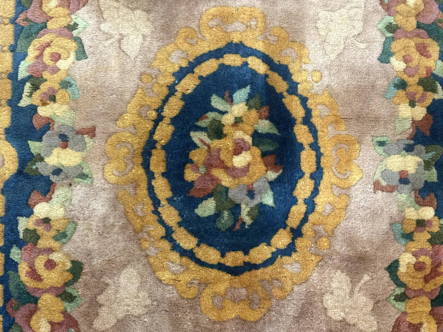 Chinese Wool Rug 3x5, Vintage 90 Line Carpet, Small Art Deco Rug - Nuvé