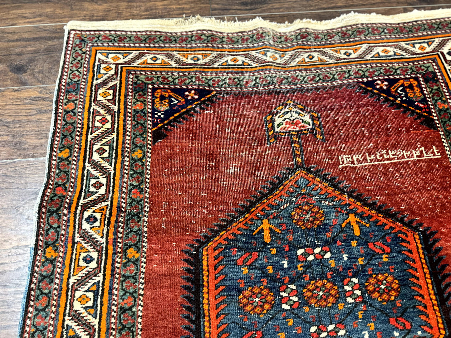 Antique Persian Sarab Runner Rug 3.9 x 12, Red, Handmade, Tribal Runner, Wool, Signed - Nuvé