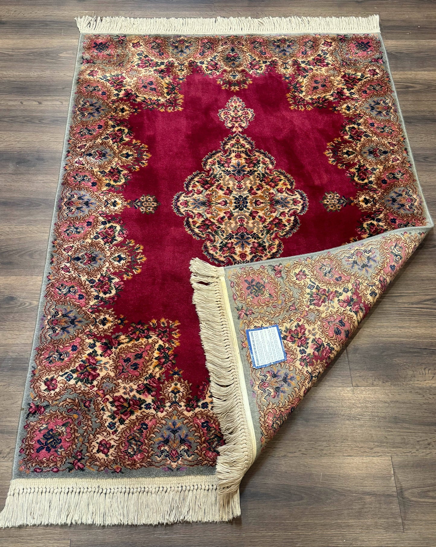 Karastan Rug 4x6 Red Medallion Kirman #762, Wool Vintage Original 700 Series - Nuvé