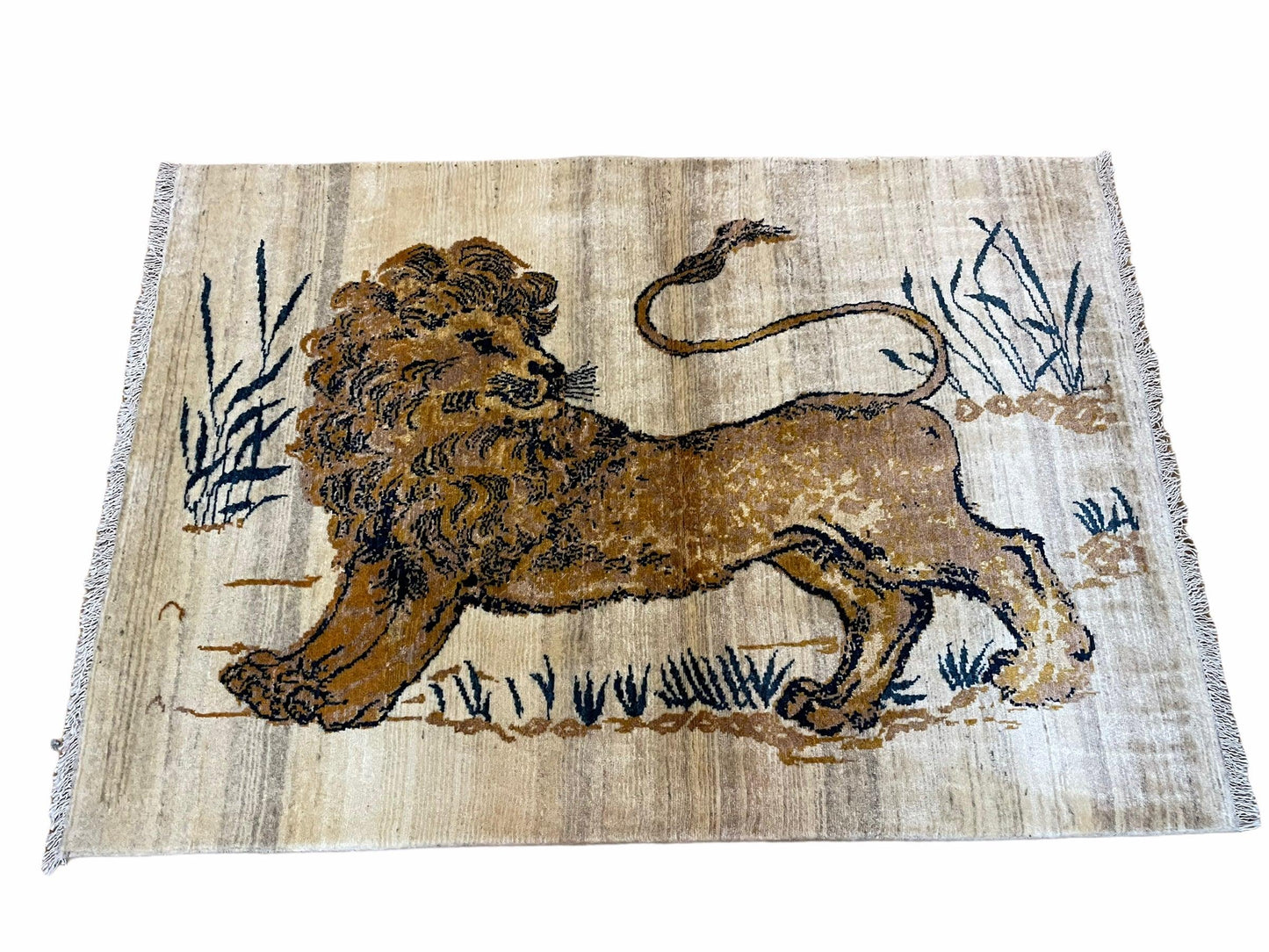 3.5 X 4 Handmade Hand-Knotted New Vintage Rug Quality Wool Lion Organic Dyes - Nuvé
