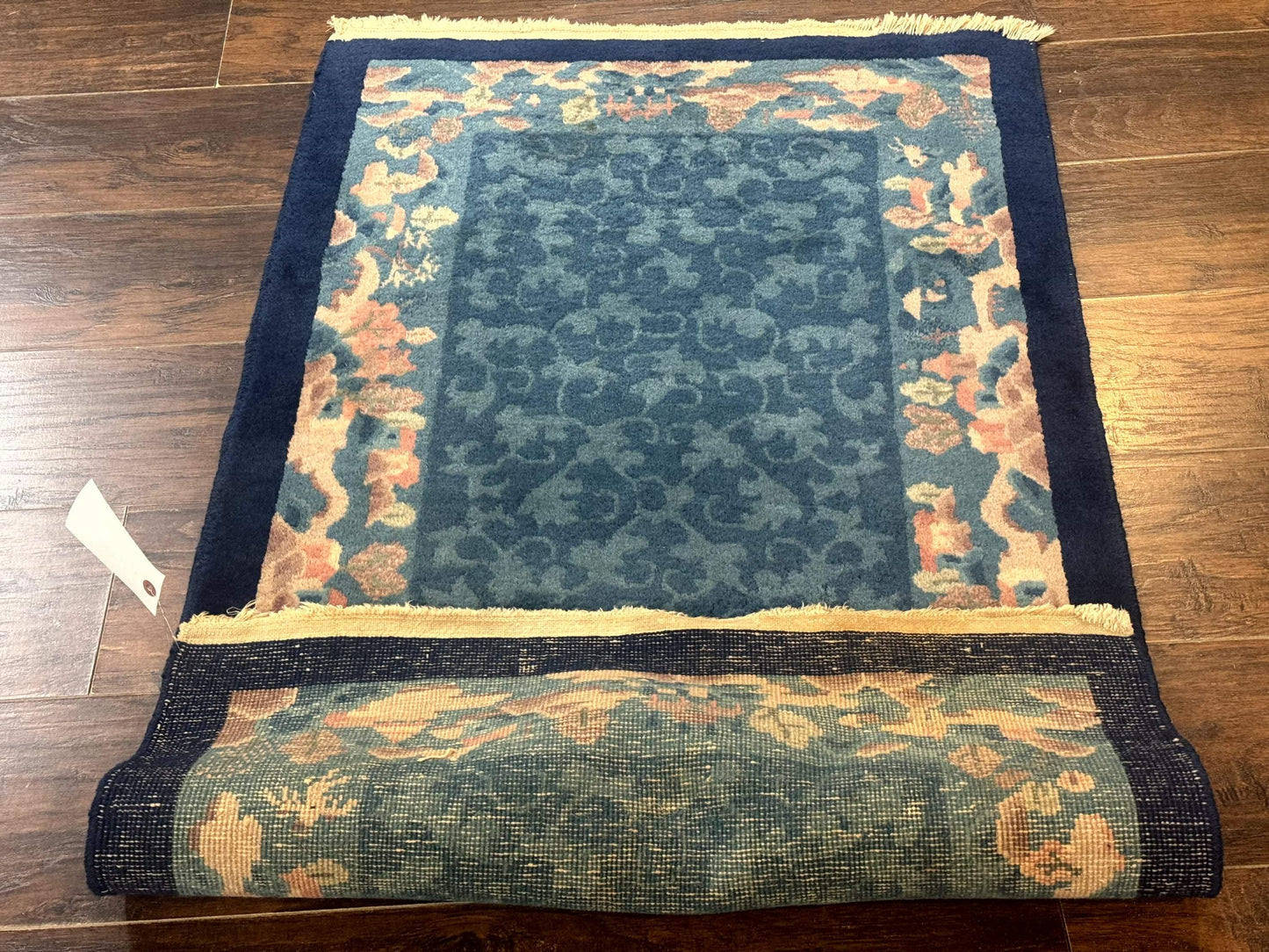Blue Chinese Rug 2.6 x 4, Fete Rug, Peking Rug, Chinese Wool Rug, Art Deco Carpet - Nuvé