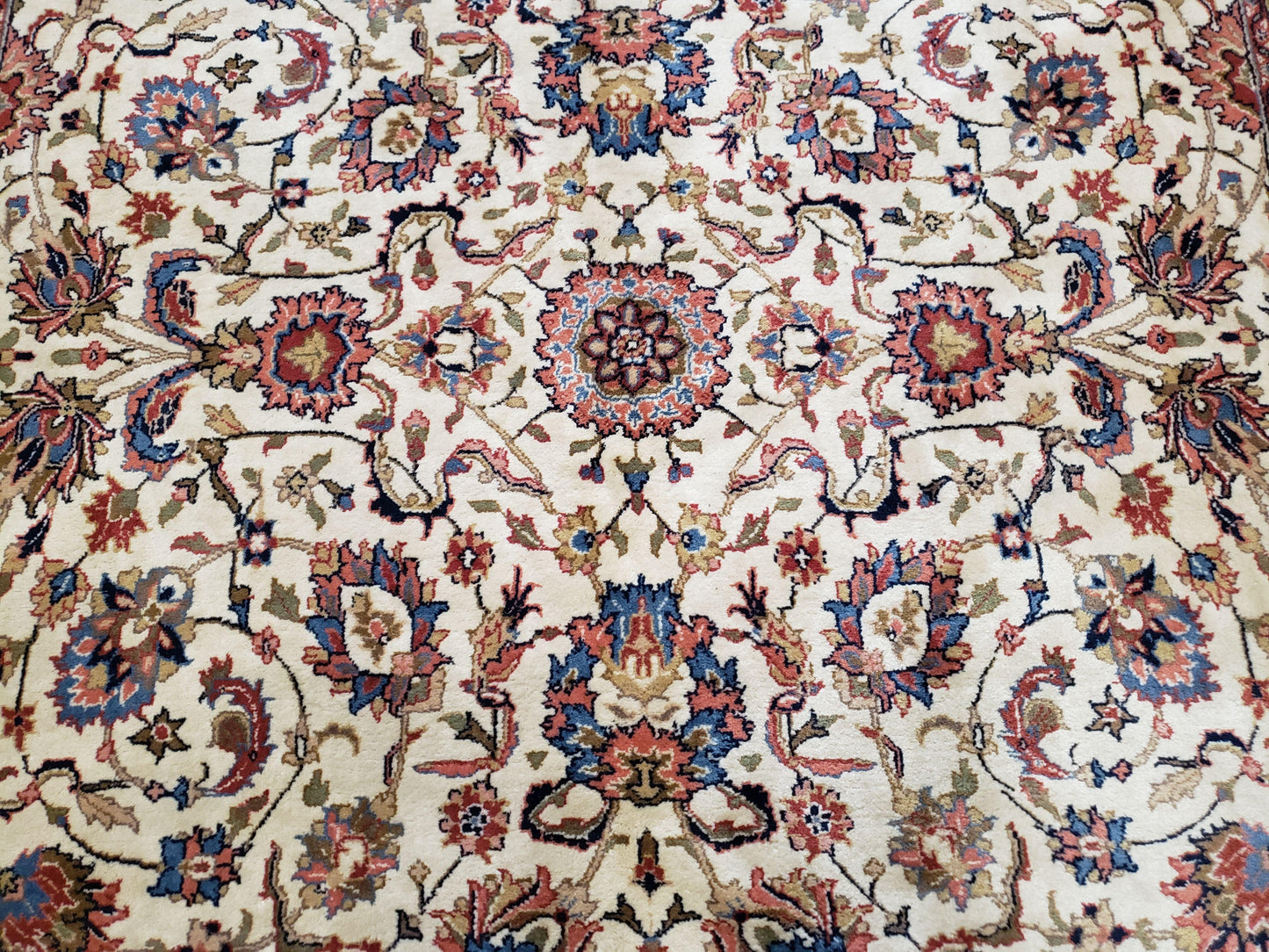 6x9 Top Quality Handmade Wool Area Rug Floral Allover Carpet Veg Dyes Beige - Nuvé