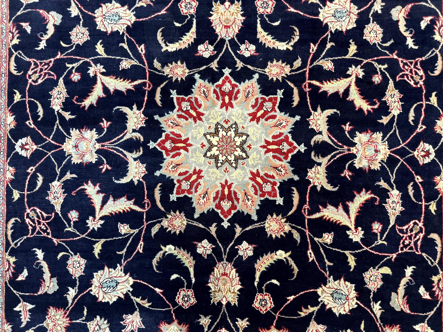 Navy Blue Pak Persian Rug 6x10, Floral Medallion, Traditional Persian Area Rug, Fine 240 KPSI - Nuvé