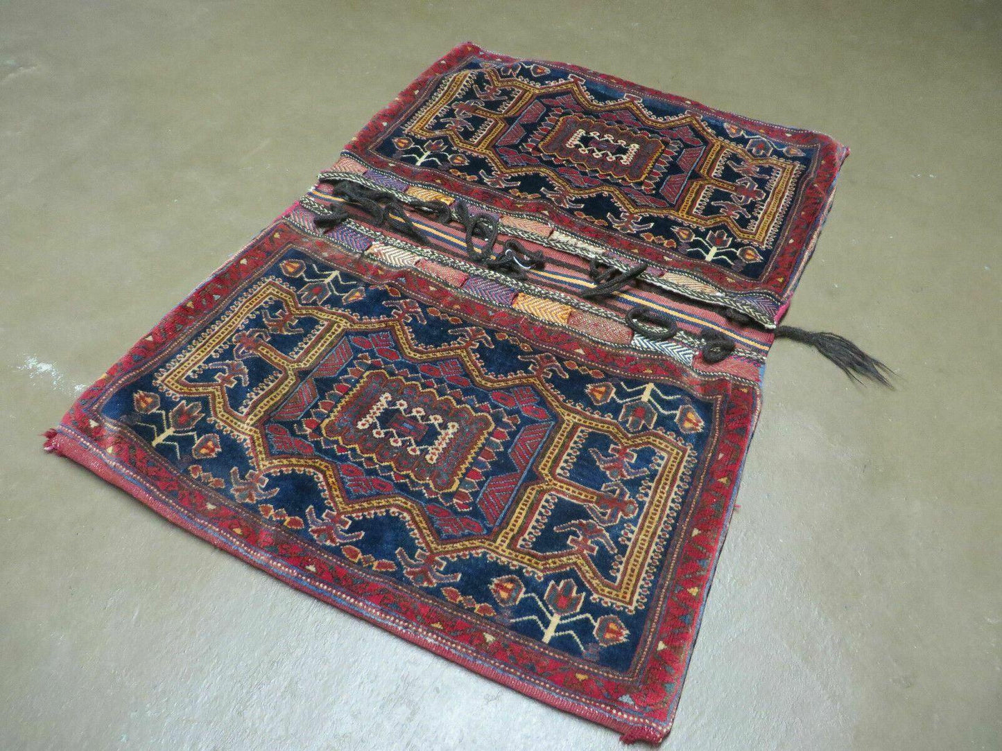 3' X 4.5' Antique Handmade Turkish Tribal Wool Rug Double Saddle Bag Nice - Nuvé