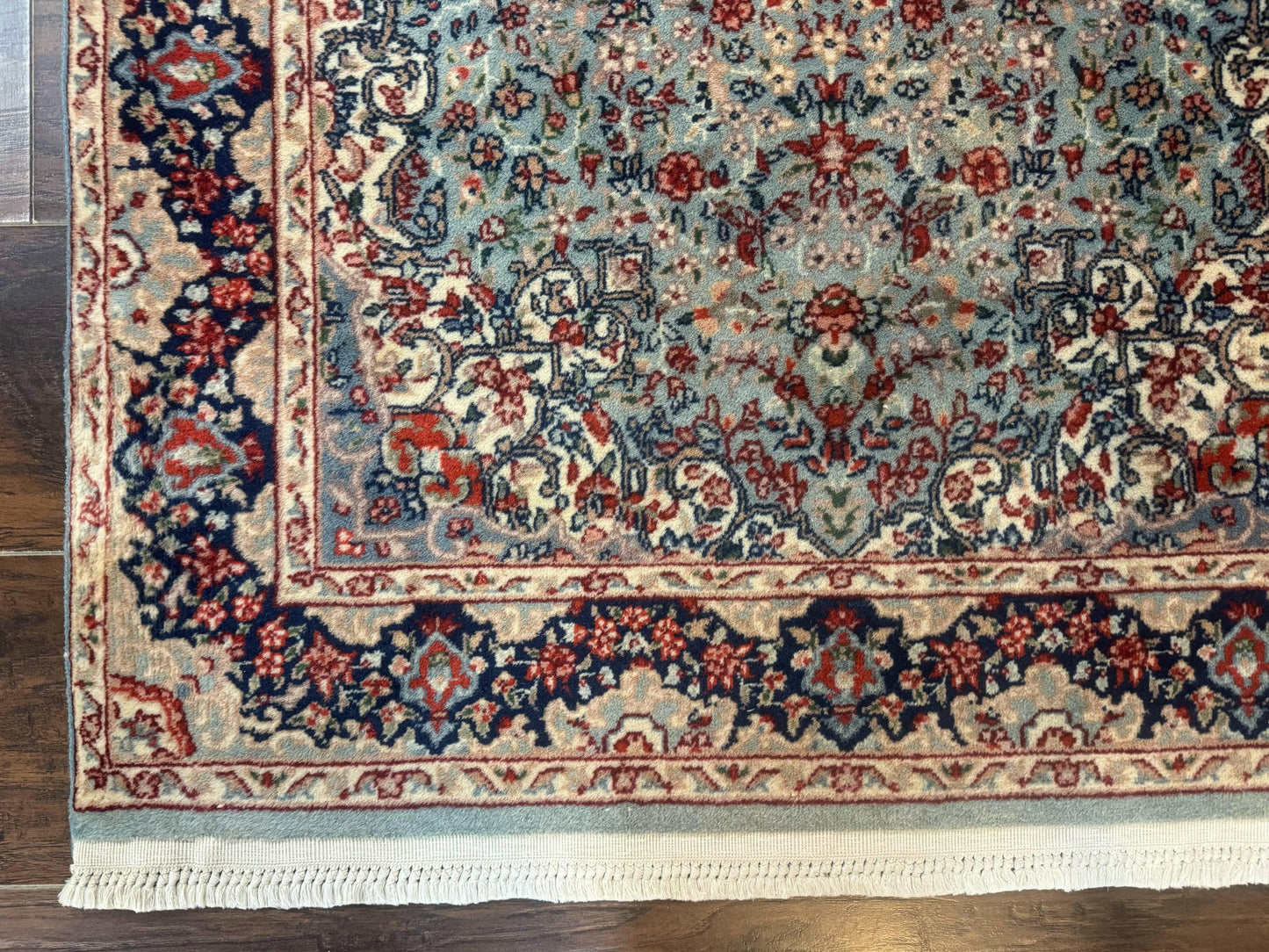 Indo Persian Kerman Rug 3x5, Light Blue, Floral Medallion - Nuvé