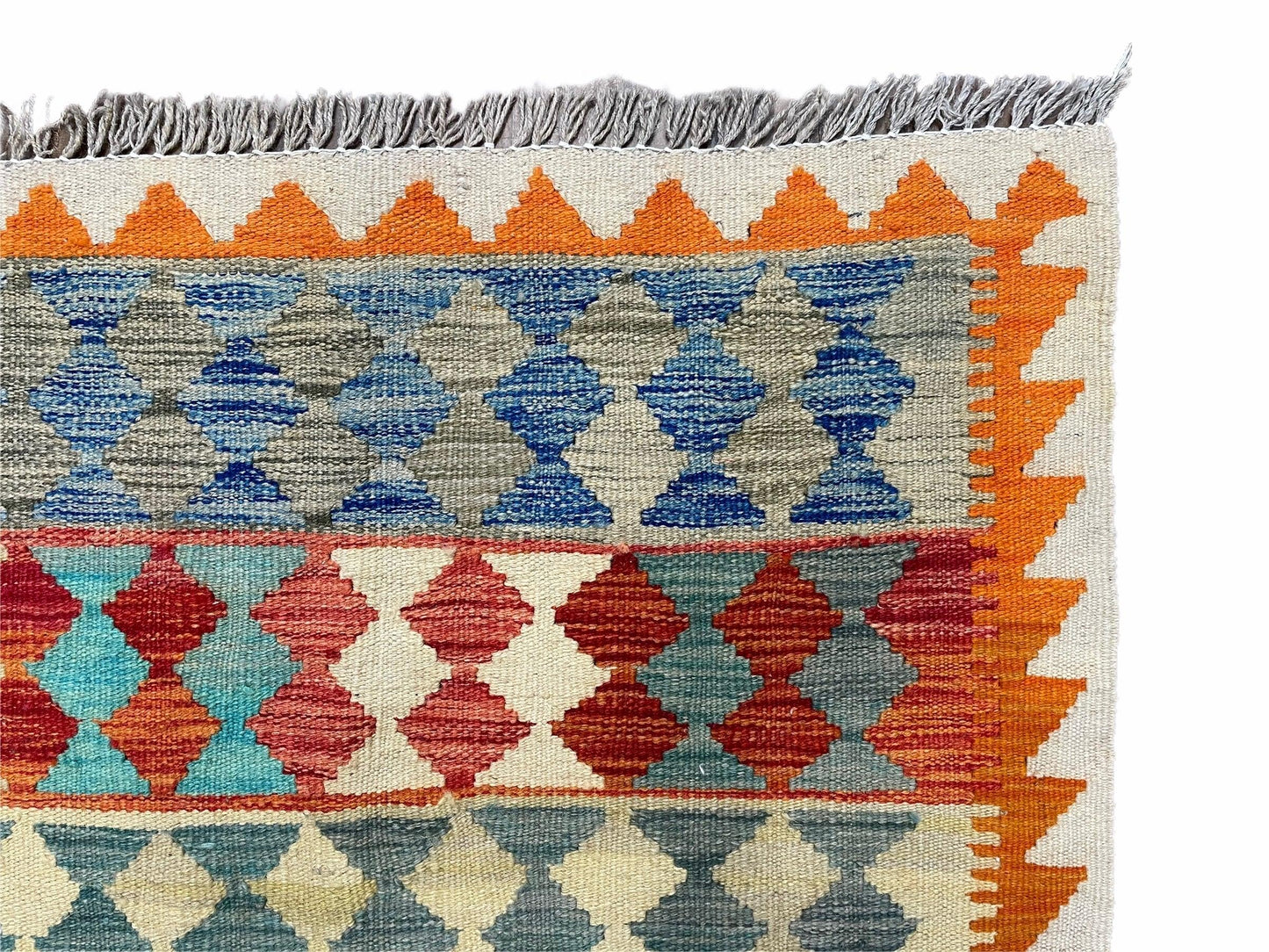 Small Chobi Kilim Rug 3x4 Colorful Diamond Kilim Small Turkish Multicolor Kilim with Diamond Pattern Wool Flatweave Nice - Nuvé