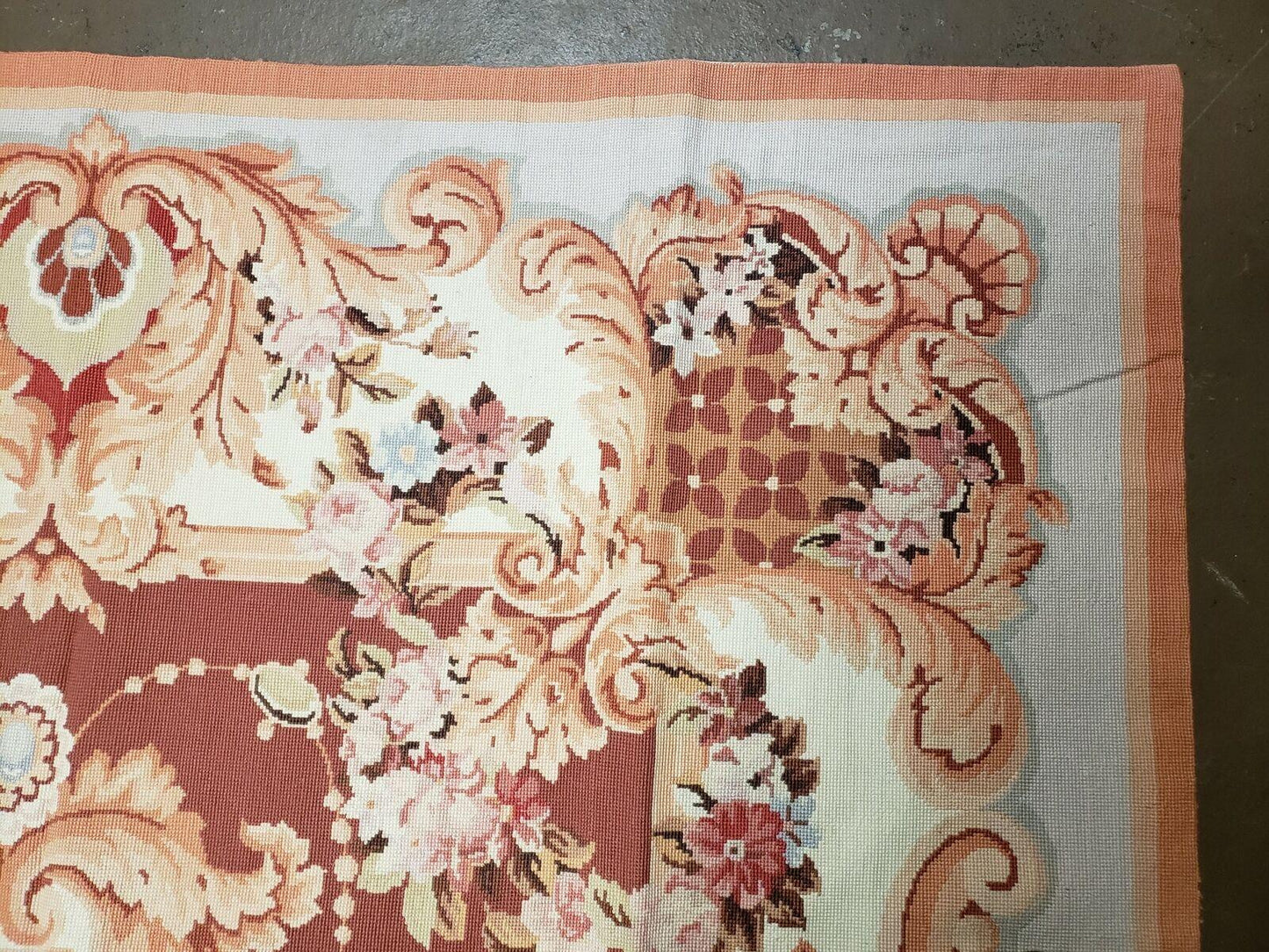 6' X 9' Vintage Handmade Chinese Needlepoint Wool Rug Flat Weave - Nuvé