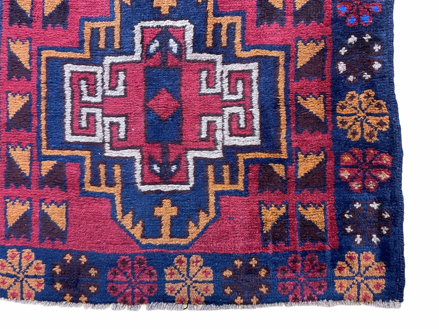 3 X 4.3 Vintage Handmade Tribal Wool Rug Balouch Rug Afghan Rug Red Blue Nice - Nuvé