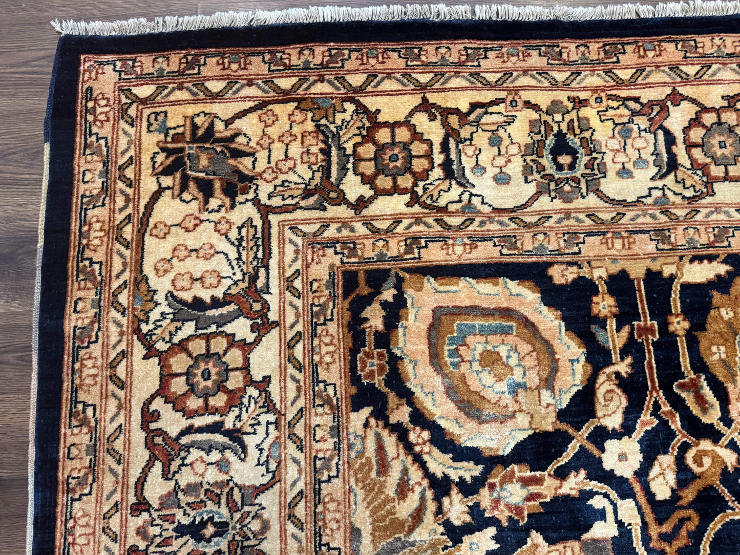 Pak Persian Bidjar Rug 10x13, Midnight Blue and Tan Pakistani Carpet - Nuvé