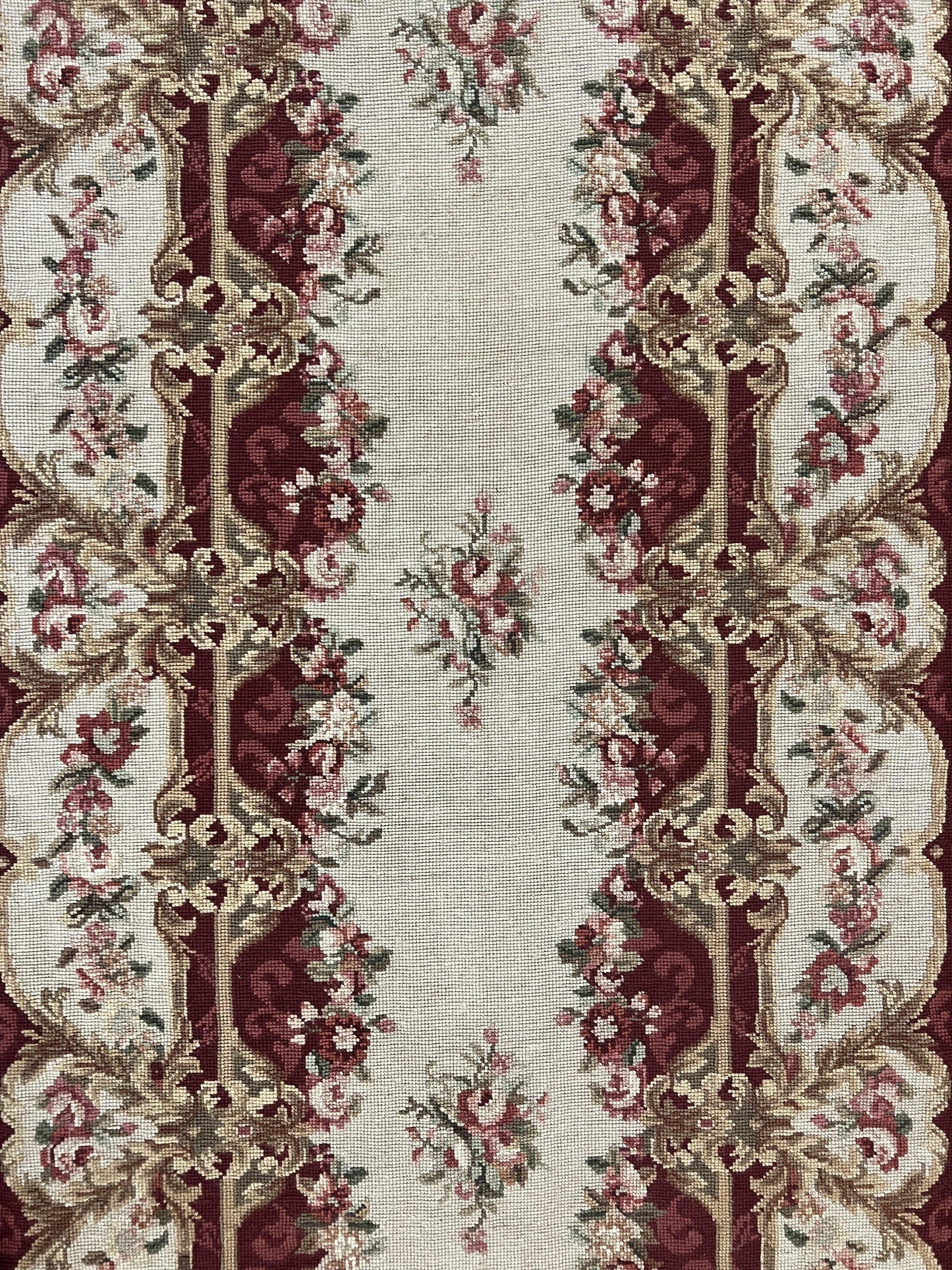 Needlepoint Runner Rug 2.5 x 10.7, Tan Runner Rug, Flatweave Runner, Aubusson European Design, Needlepoint Rug, Long Runner, Hallway Rug - Nuvé