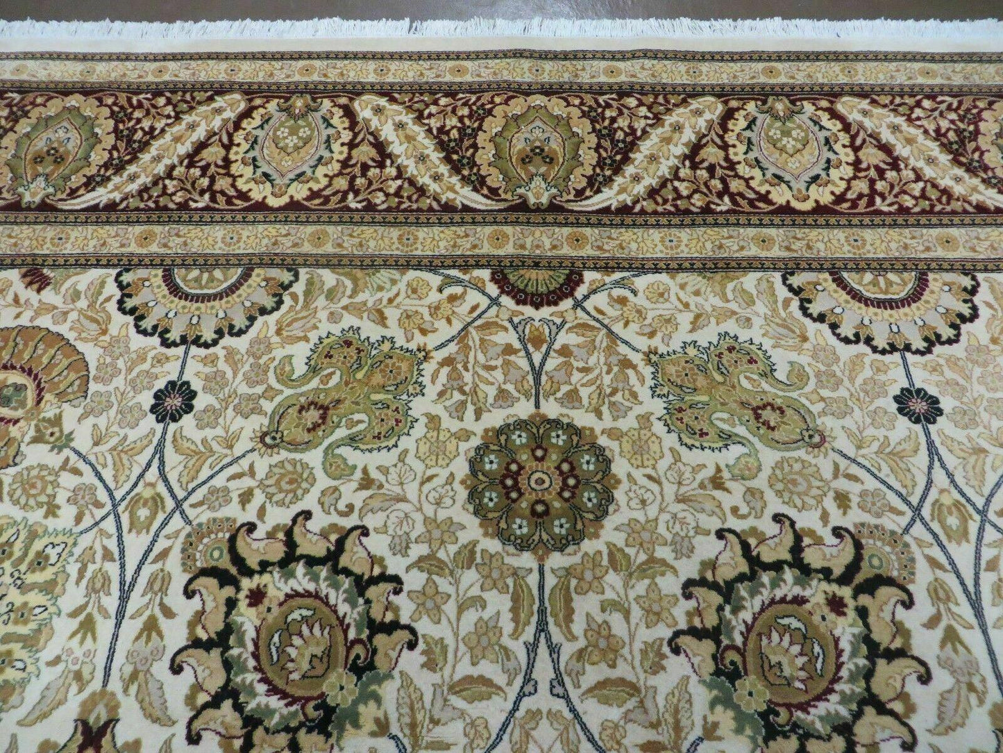 9' X 12' Vintage Handmade Wool Rug Pakistani Floral Design Nice Vegetable Dye - Nuvé