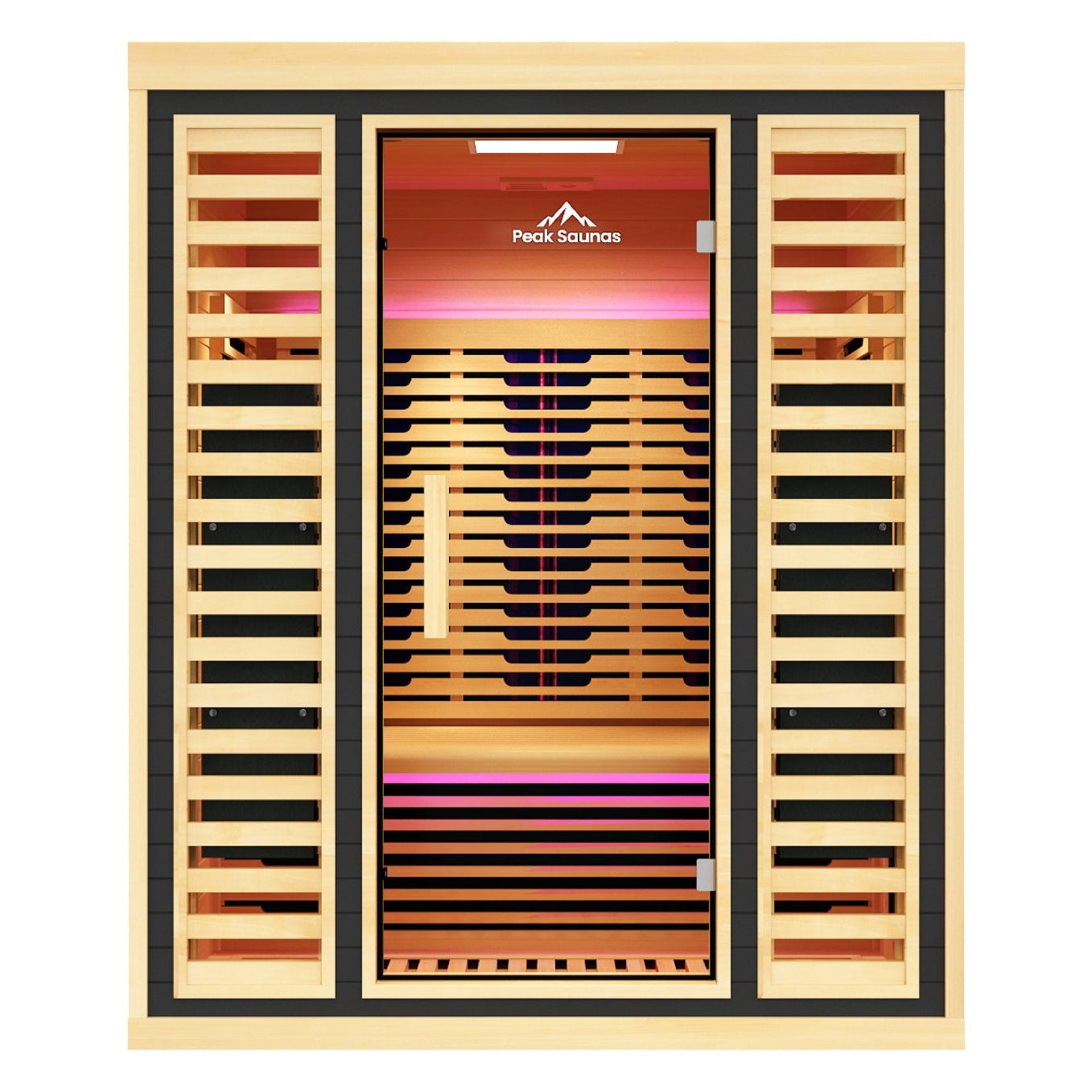 Peak Saunas Denali Luxury 3-Person Full Spectrum Infrared Sauna with Two XL Medical-Grade Red Light Therapy Panels & Smart WiFi App Control - Nuvé