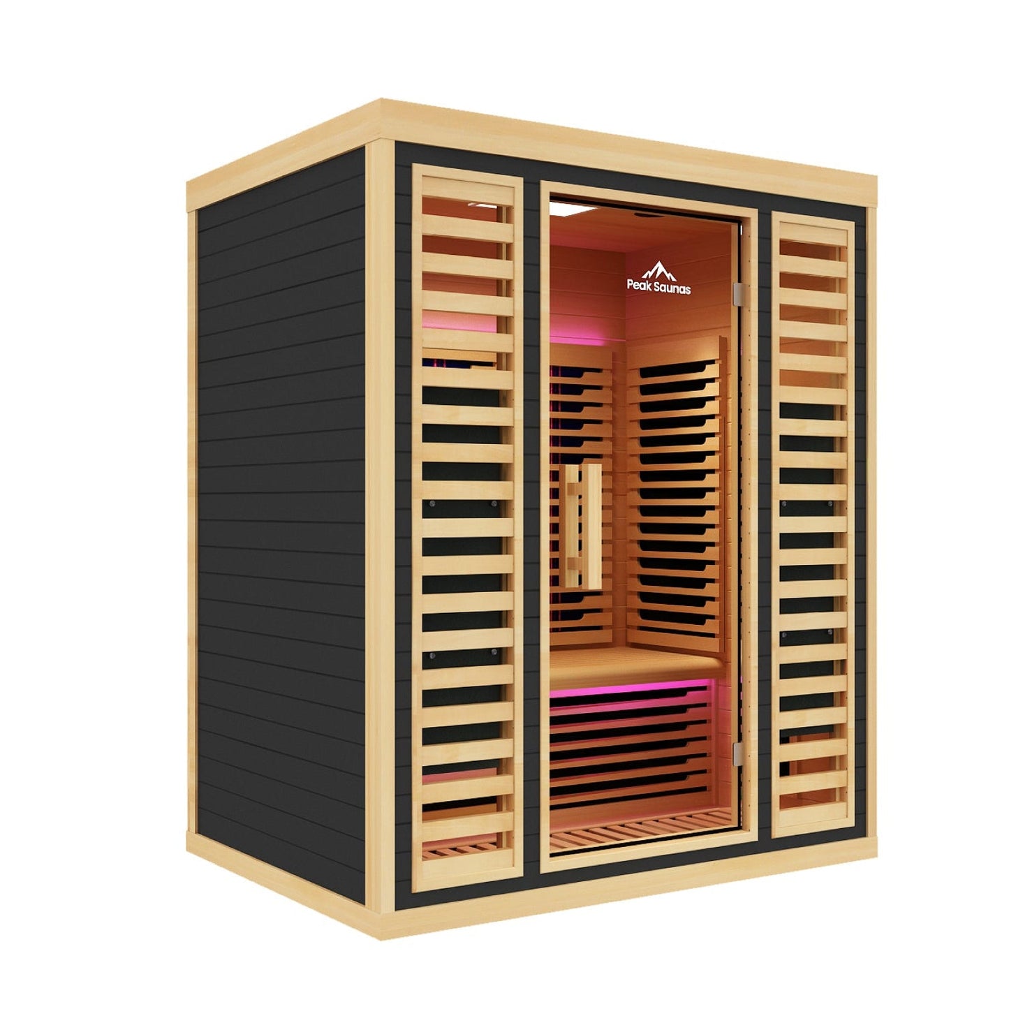Peak Saunas Denali Luxury 3-Person Full Spectrum Infrared Sauna with Two XL Medical-Grade Red Light Therapy Panels & Smart WiFi App Control - Nuvé