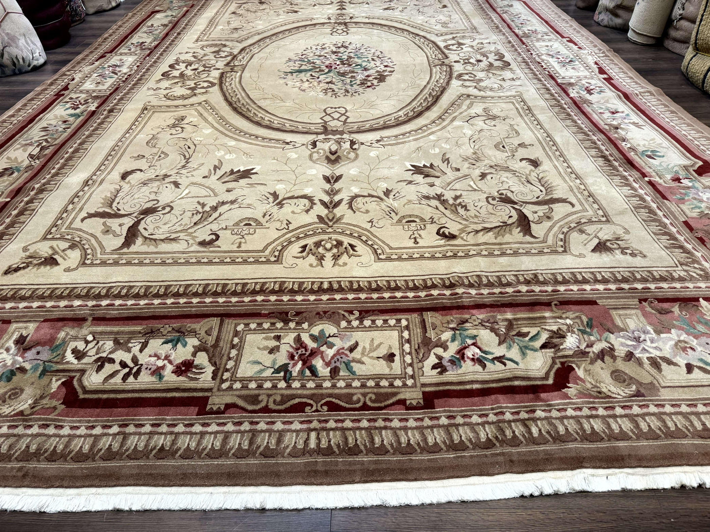 Palace Size Aubusson Rug 12x18, Extra Large, French European Carpet, Soft Wool Pile, Elegant - Nuvé