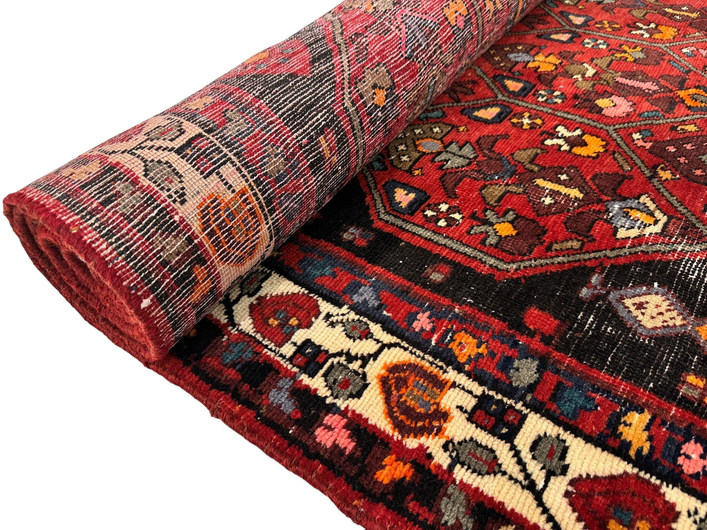 Vintage Persian Hosseinabad Runner Rug - 4’2” x 10’5” - Handwoven Wool, Circa 1950s - Nuvé