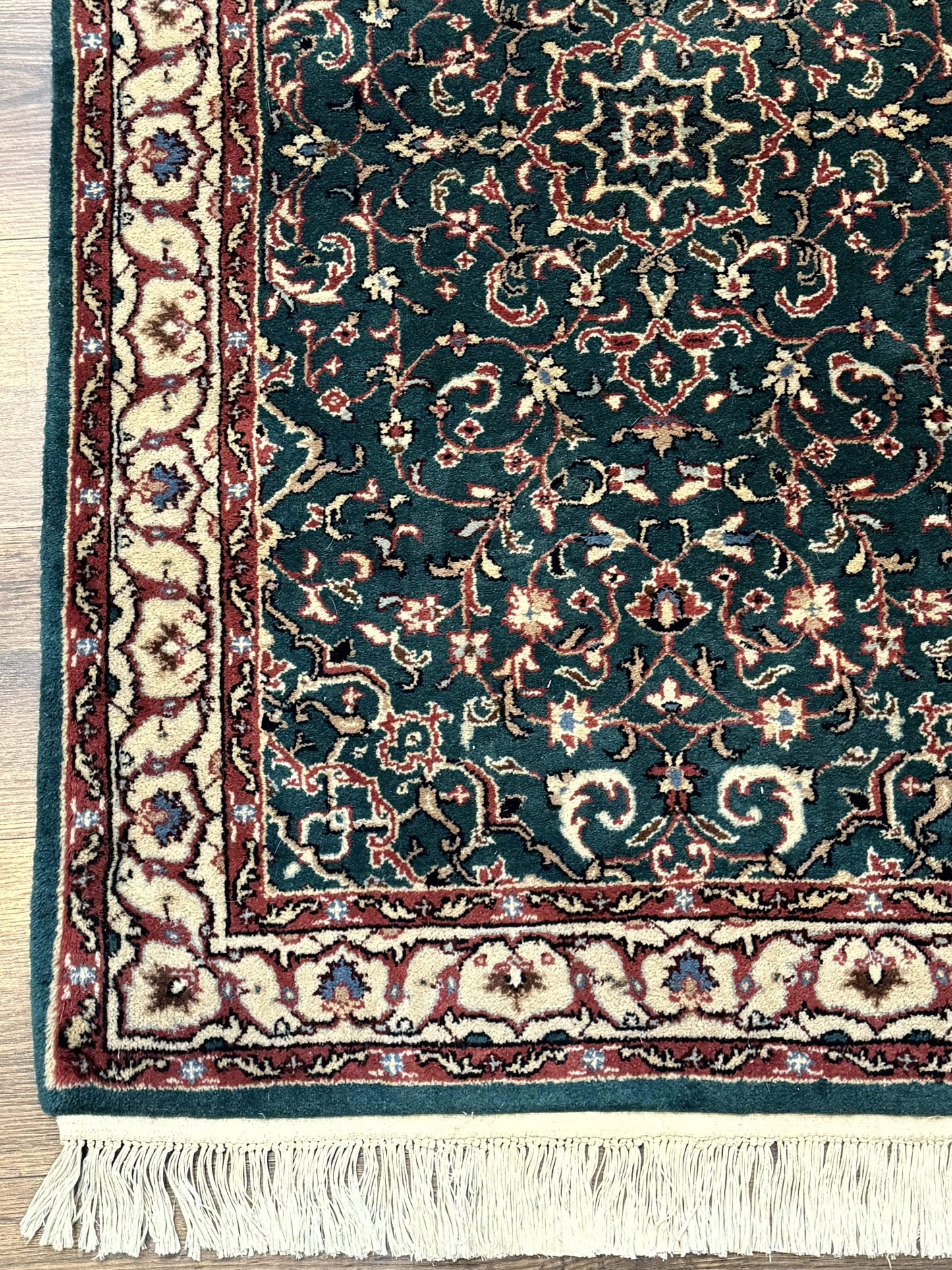 Dark Green Indo Persian Rug 2.5 x 4, Hand Knotted Wool Small Oriental Carpet - Nuvé