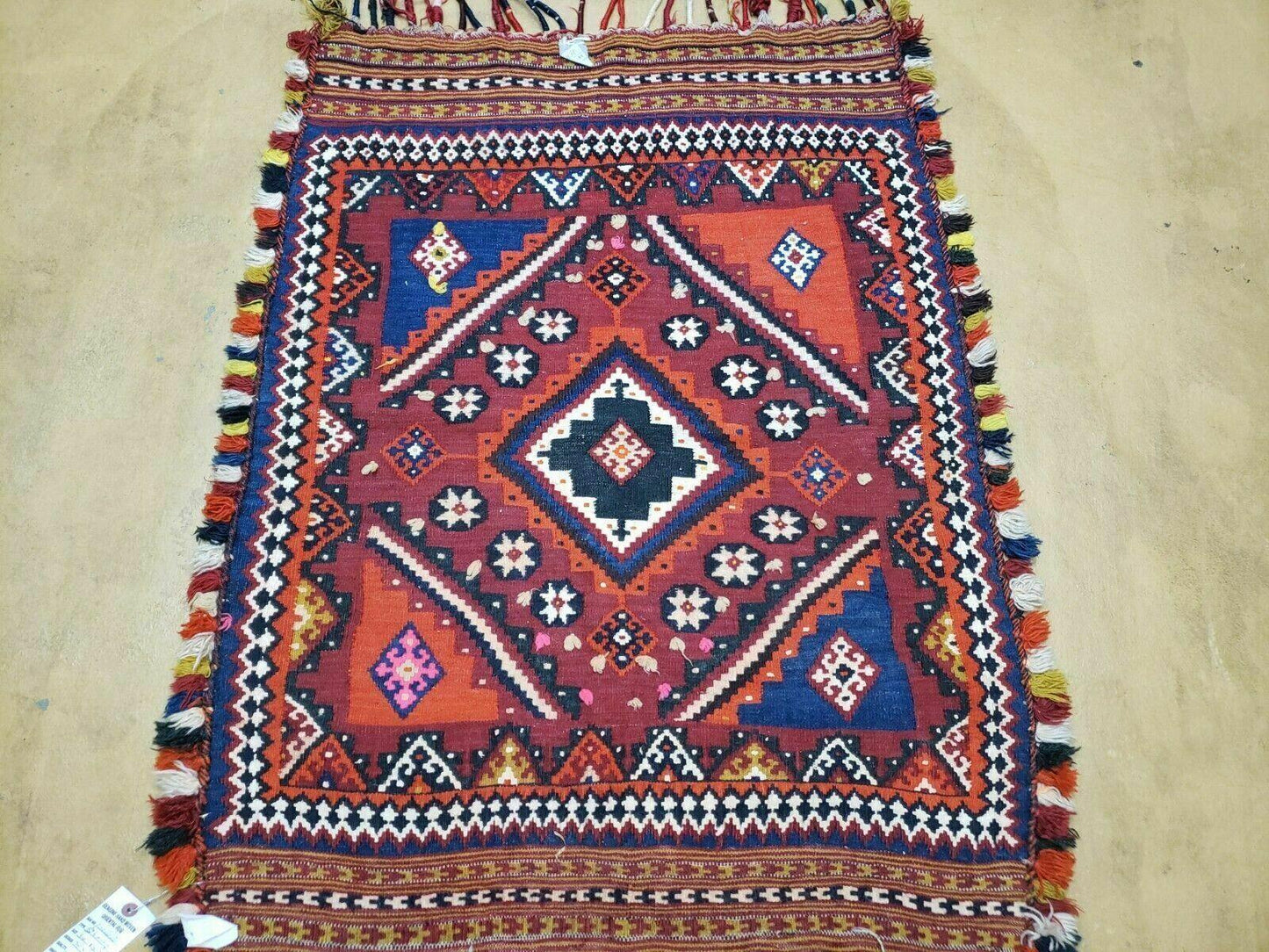 3' X 4' Antique Handmade Turkish Wool Kilim Rug Decorative Seat Cover - Nuvé