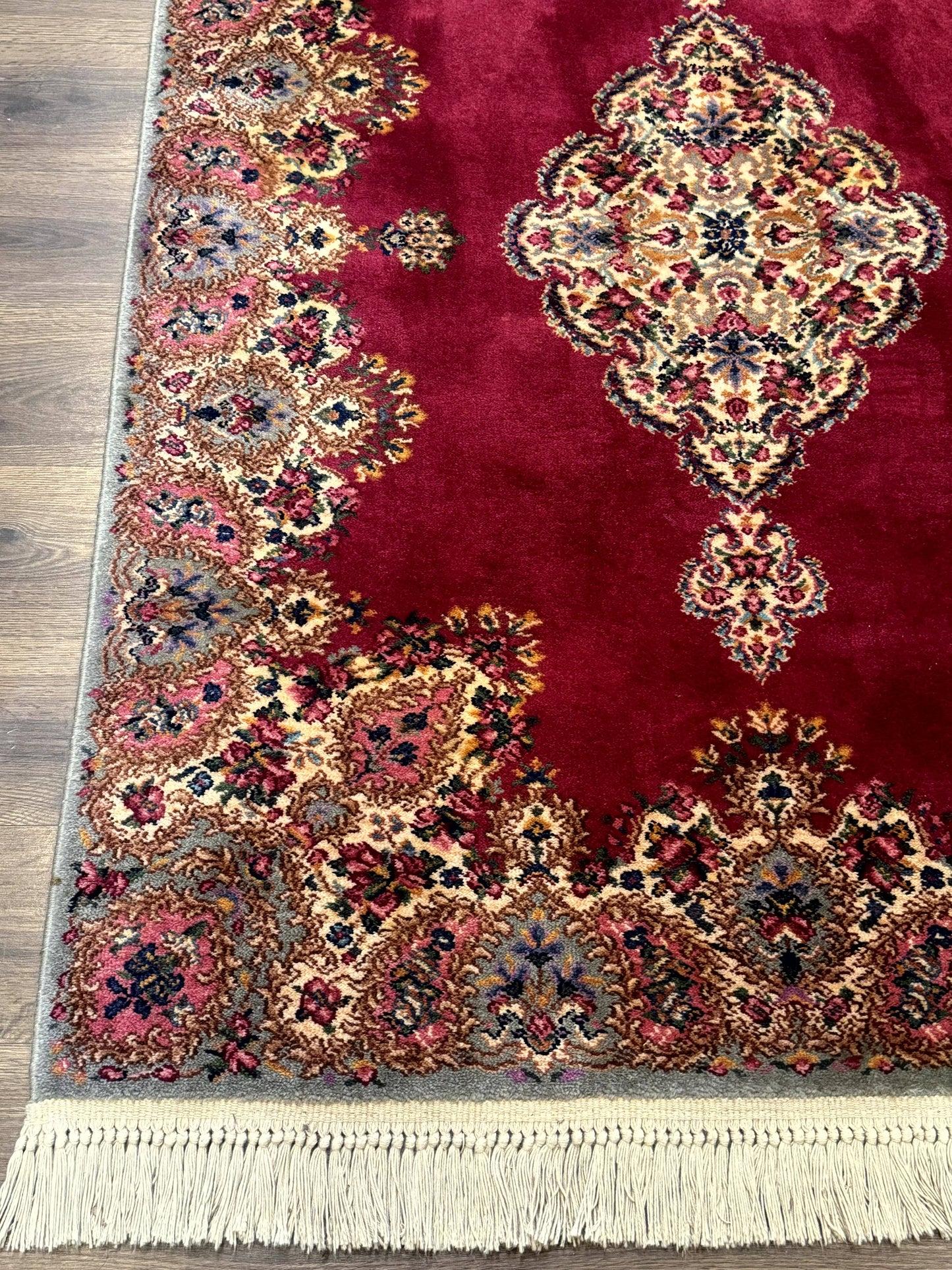 Karastan Rug 4x6 Red Medallion Kirman #762, Wool Vintage Original 700 Series - Nuvé