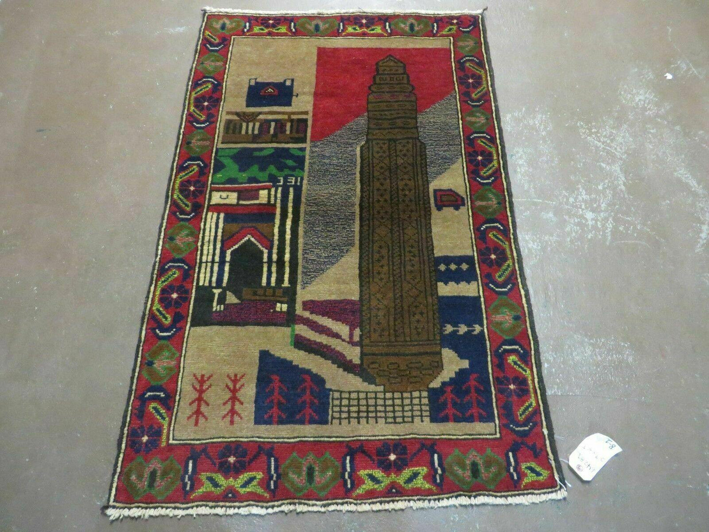 3' X 4' New Vintage Handmade Afghan Balouch Tribal Wool Pictorial Rug # 281 - Nuvé