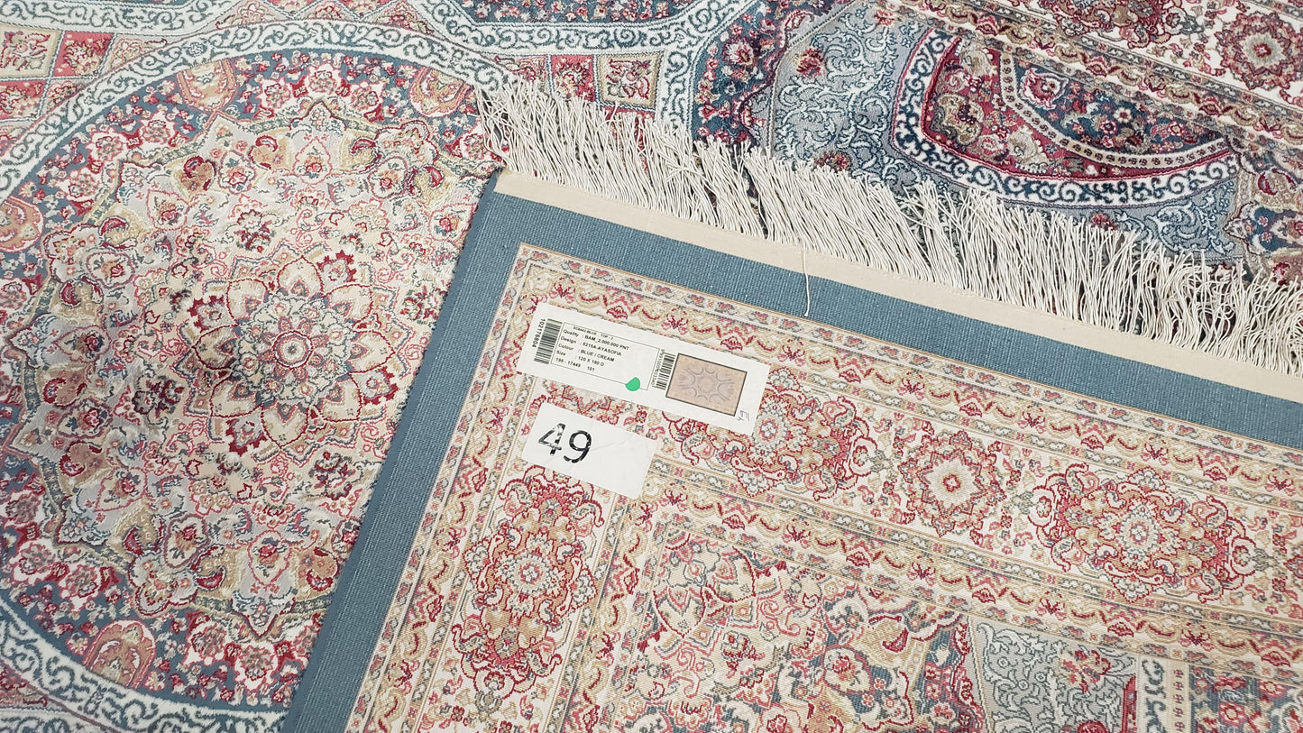 4x6 Silk Carpet, Light Blue & Beige Oriental Rug 4 x 6ft, Traditional Design Medallion All Over, Bamboo Silk, Super Fine, High Quality, Soft - Nuvé