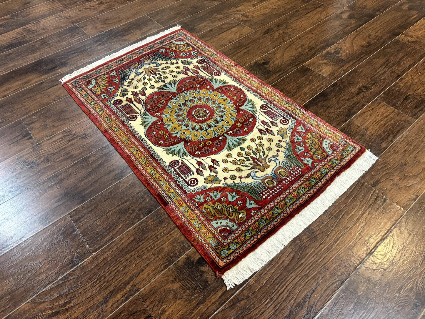 Persian Bijar Rug 2.6 x 4, Antique Carpet, Brick Red and Ivory - Nuvé