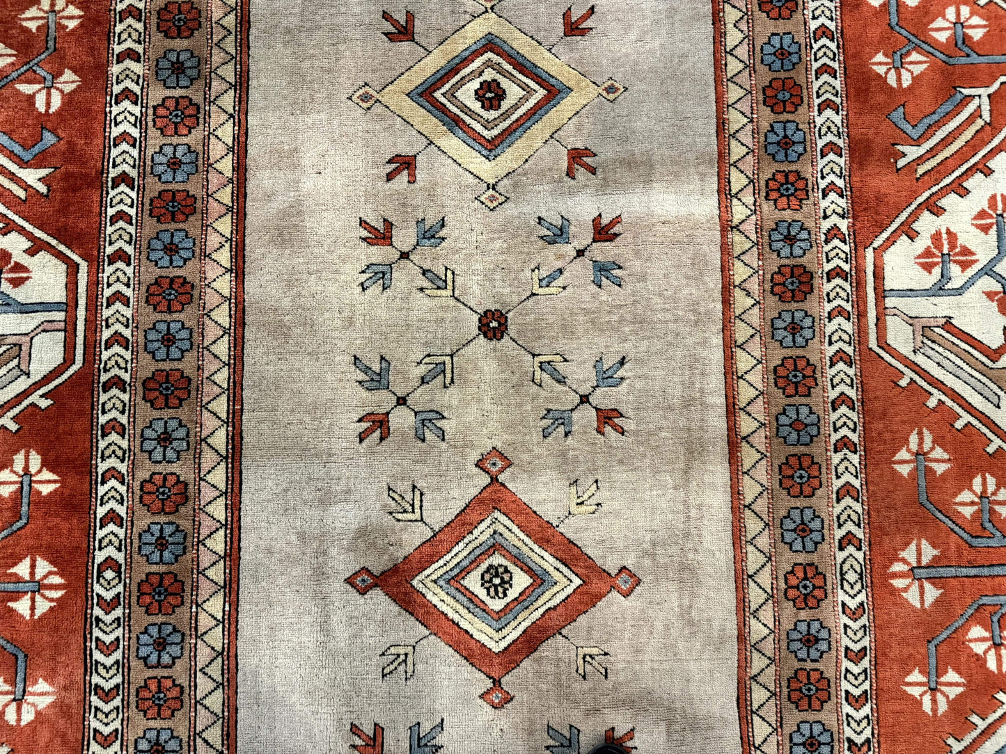 Large Turkish Milas Rug 10x13, Gray, Vintage, Wool on Wool - Nuvé