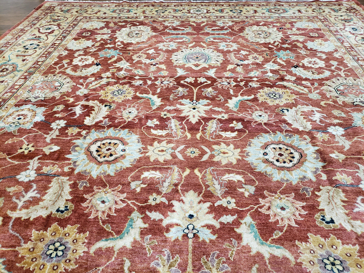Safavieh Room Sized Rug 10x14, Wool Hand-Knotted Auburn Red & Light Gold Egyptian Mahal Oriental Carpet, 10 x 14 Large Living Room Rug - Nuvé