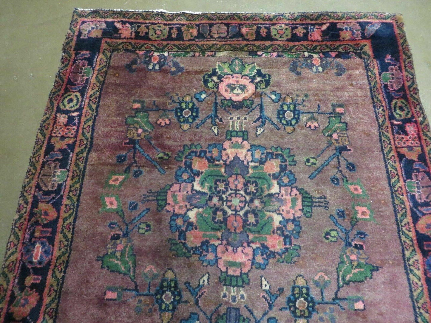 3 x 7 Antique Persian Hamadan Nahavand Rug, Tribal Runner Rug , Handmade Oriental Wool Rug, Vegetable Dyed, Purple-Red & Dark Blue, 3x7 Rug - Nuvé