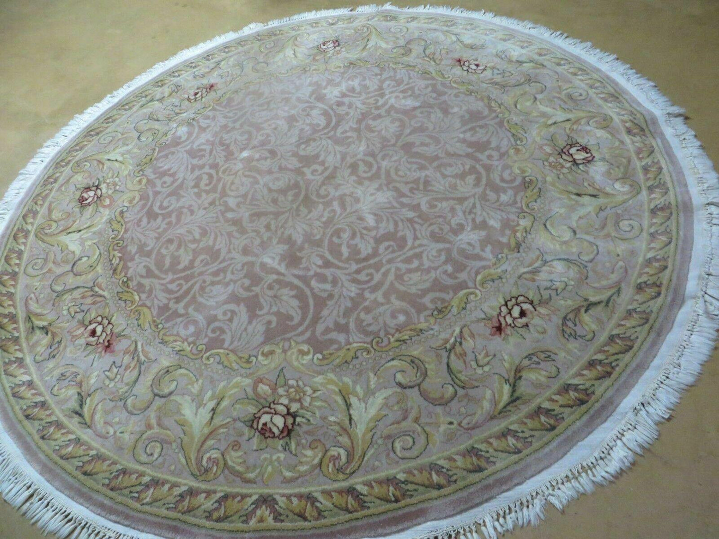 6' X 6' Round Handmade Fine Chinese Floral Oriental Silk Wool Rug Carpet Nice - Nuvé