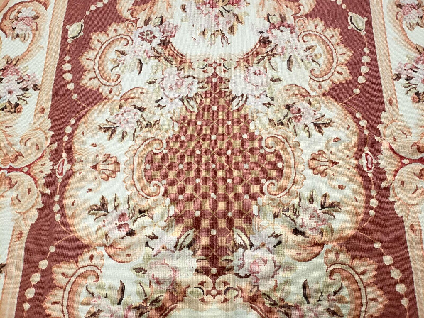 6' X 9' Vintage Handmade Chinese Needlepoint Wool Rug Flat Weave - Nuvé