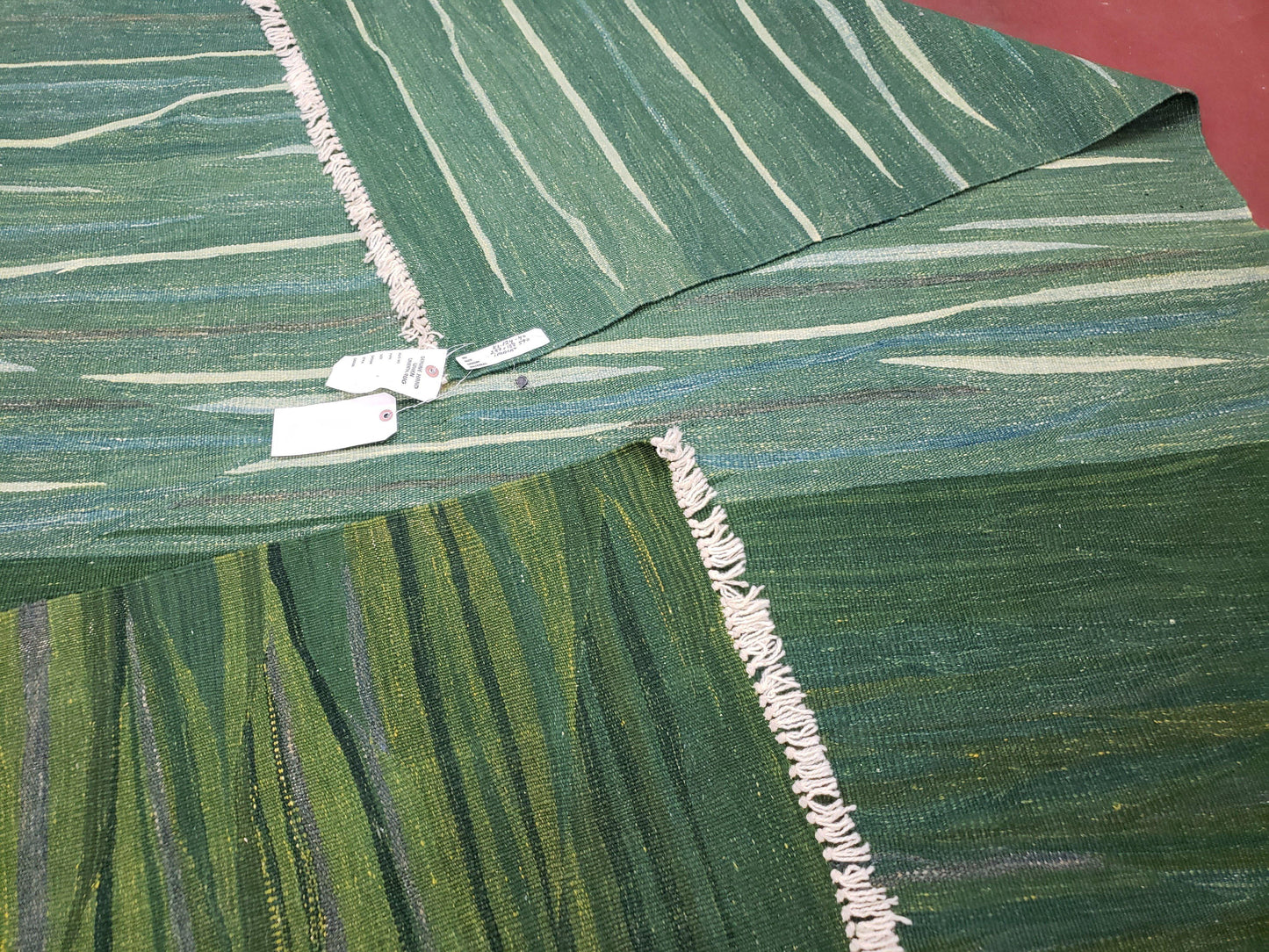 Green Turkish Kilim Rug, 6x9 - 7x10 Rugs, Bird, Handmade New Area Rug, Wool, Bohemian Boho Decor, Hand Woven, Modern Abstract Flat Weave Rug - Nuvé