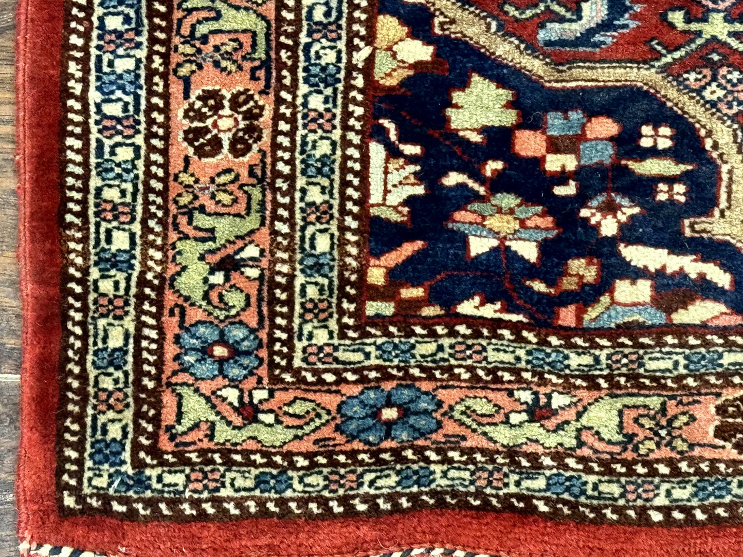 Persian Bidjar Rug 2.7 x 4, Red and Navy Blue, Small Persian Area Rug, Semi Antique - Nuvé