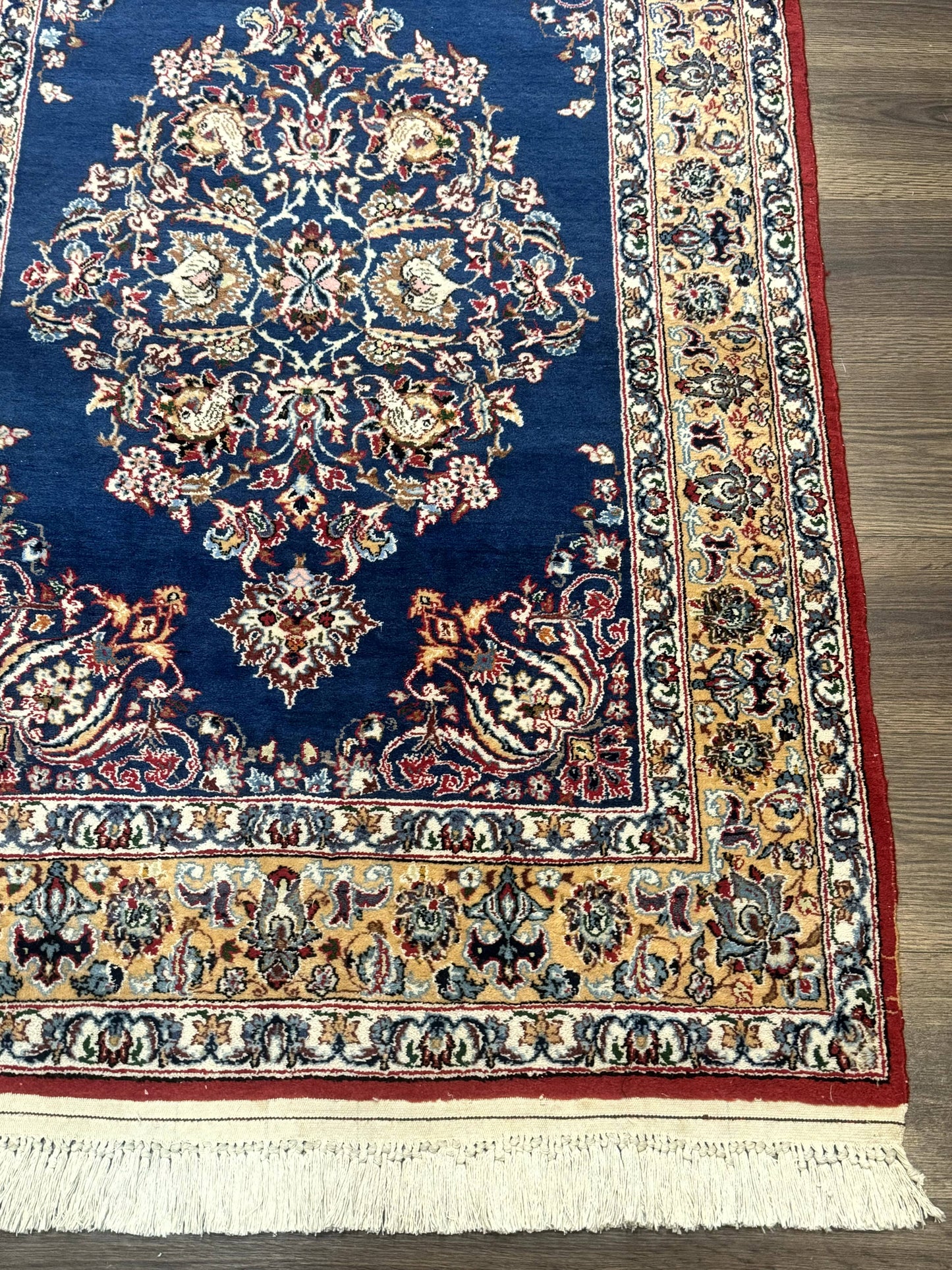 Blue Persian Qum Rug 3.6 x 5, Floral Medallion, Fine 310 KPSI - Nuvé