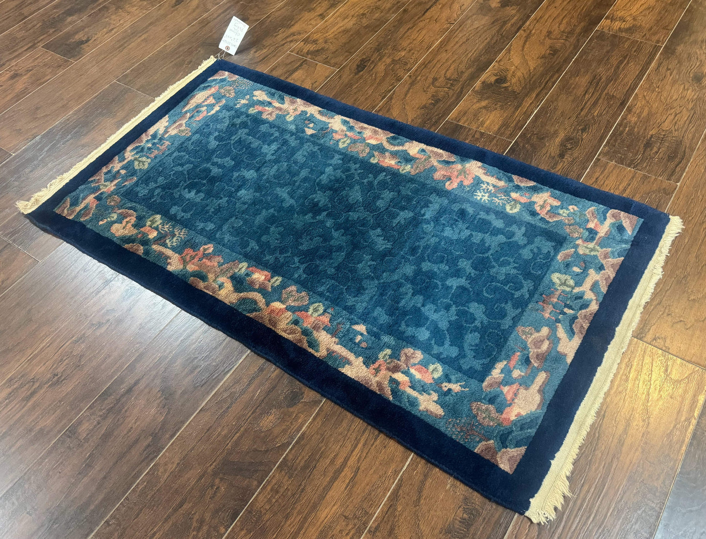 Blue Chinese Wool Rug 2.5 x 4, Peking Rug, Fete Rug, Semi Antique Chinese Carpet - Nuvé