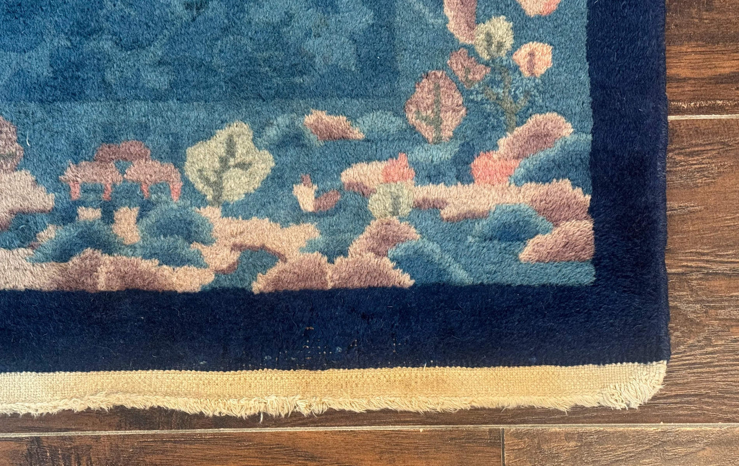 Blue Chinese Rug 2.6 x 4, Fete Rug, Peking Rug, Chinese Wool Rug, Art Deco Carpet - Nuvé