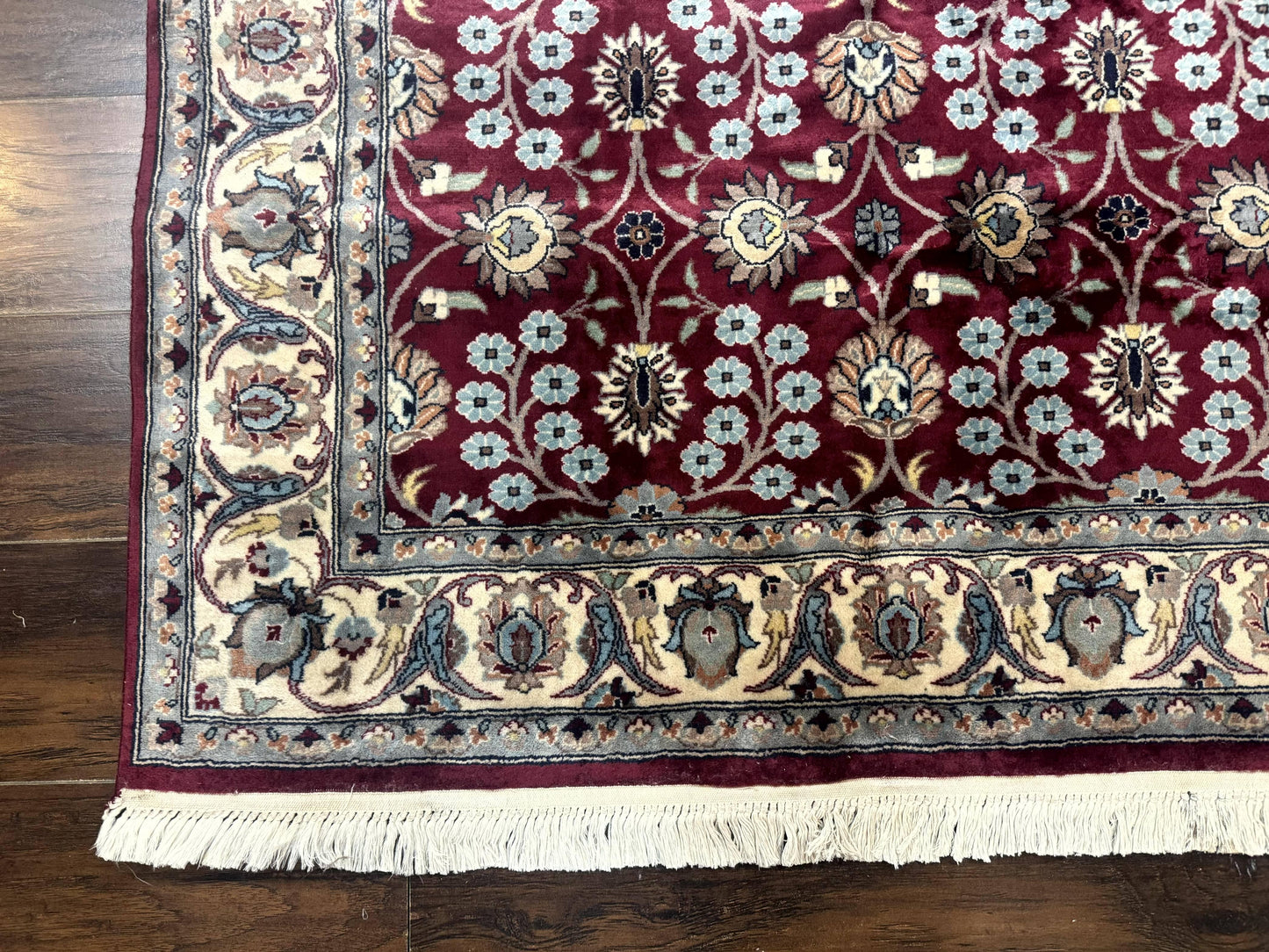 Pak Persian Rug 4x6, Floral Allover, Vintage Wool Carpet, Plum and Ivory - Nuvé