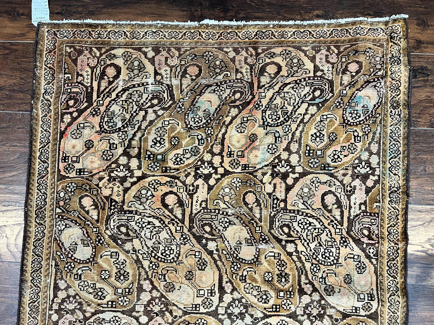Antique Persian Malayer Runner Rug 3x16, Repeated Boteh Paisley Design, Rare Rug, 1920s Antique Oriental Carpet, Wool Handmade Hand Knotted 3 x 16 ft Rug - Nuvé