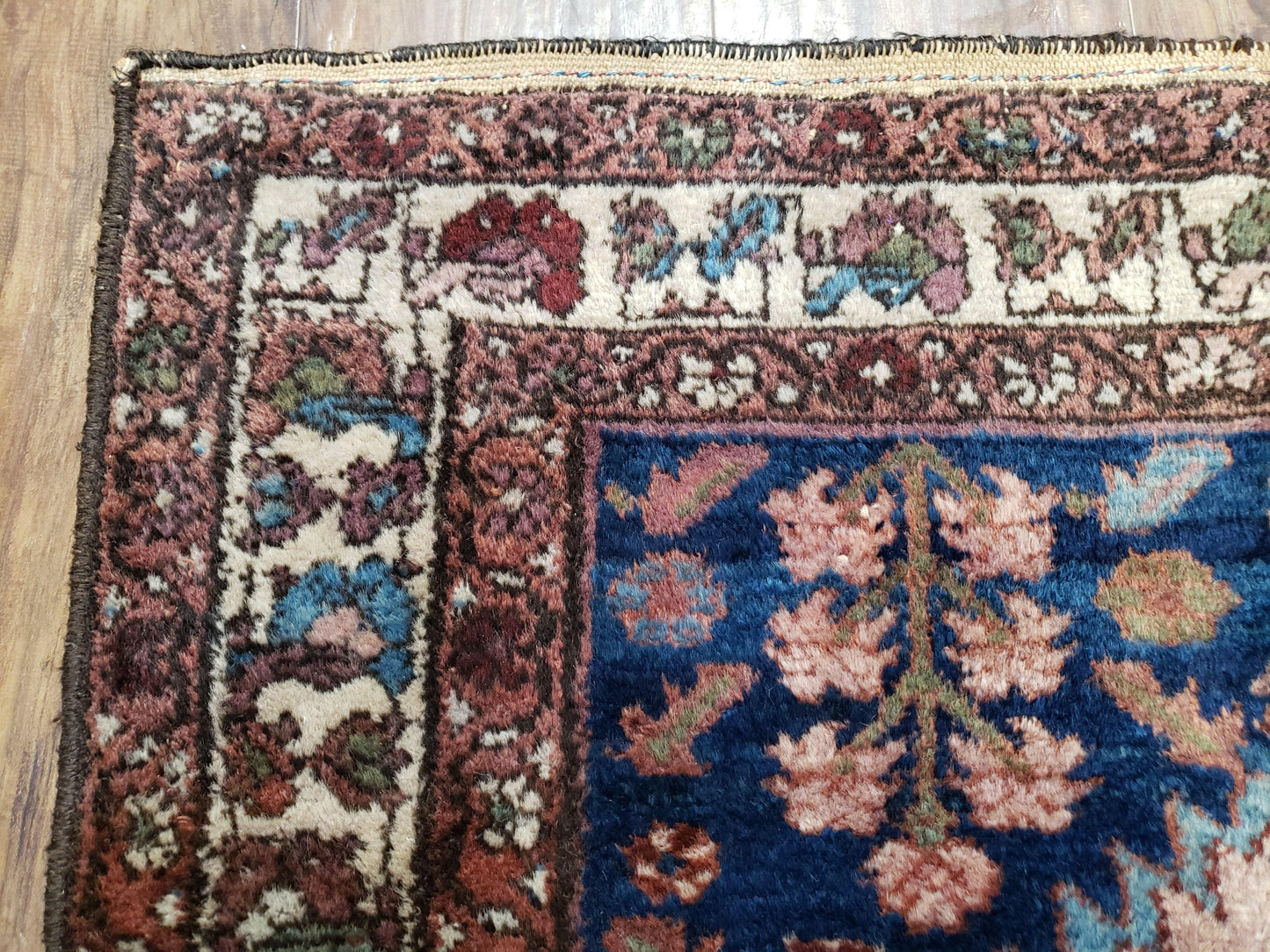 Blue Vintage Persian Hamadan Rug, Wool, Hand-Knotted, 4x6 ft - Nuvé