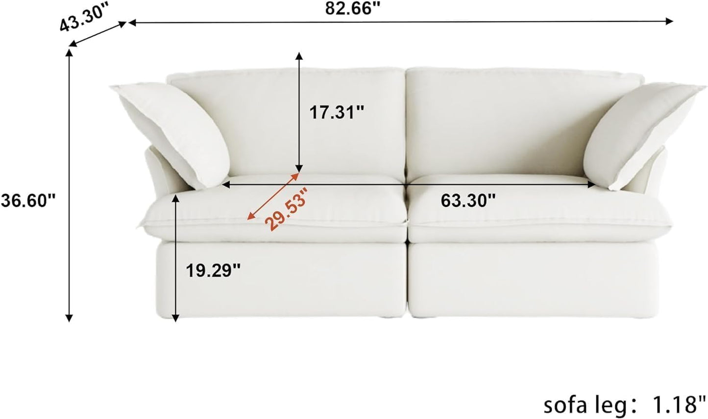 Sabi Modular Boucle Cloud Sofa - Snow White - 2-Seater Sofa - Nuvé