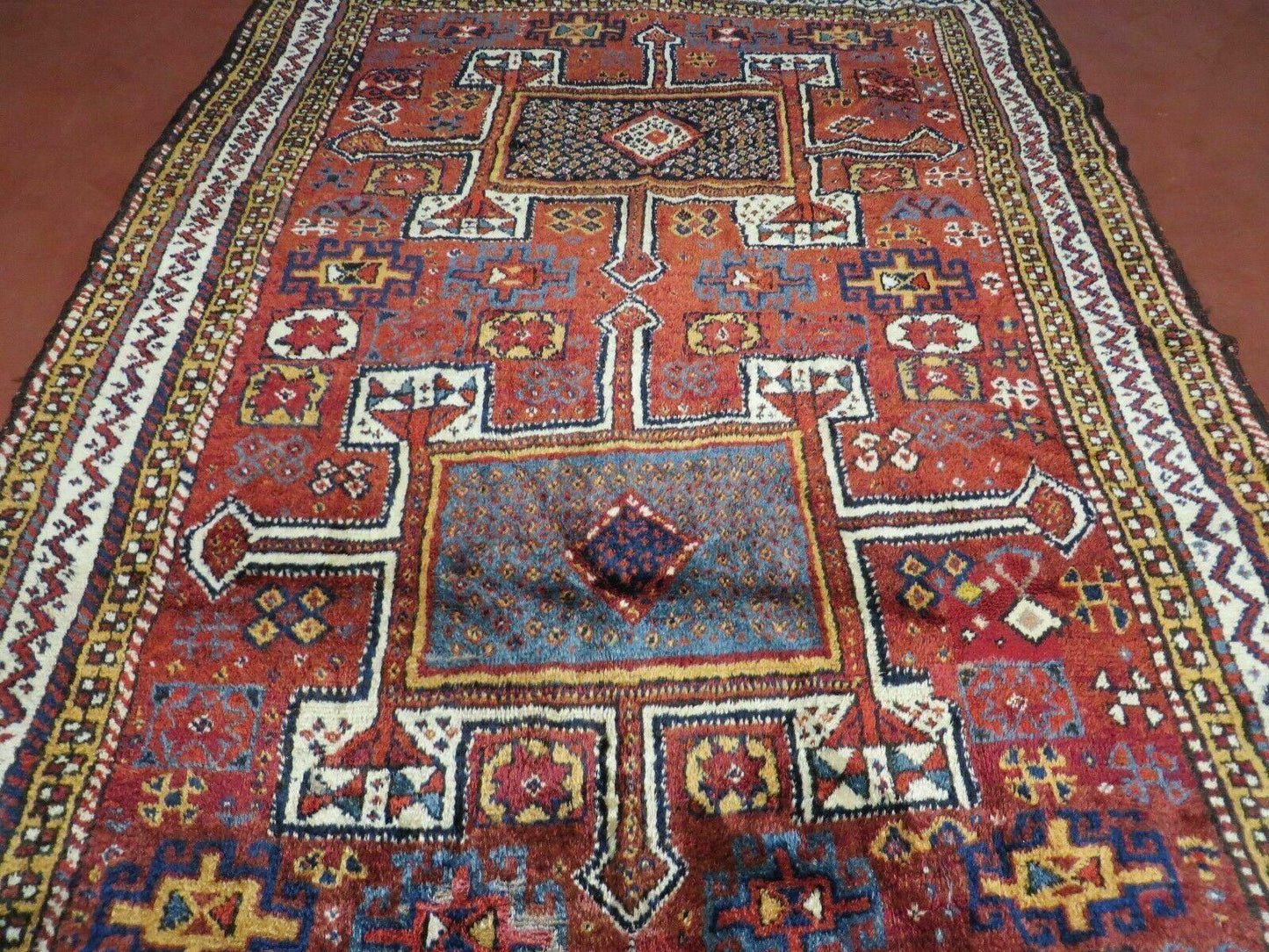 Antique Moroccan Runner Rug 4x9, Wide Runner, Hand Knotted Tribal Oriental Carpet, Hallway Rug, Geometric Medallions, Red, Bohemian Rug Nice - Nuvé