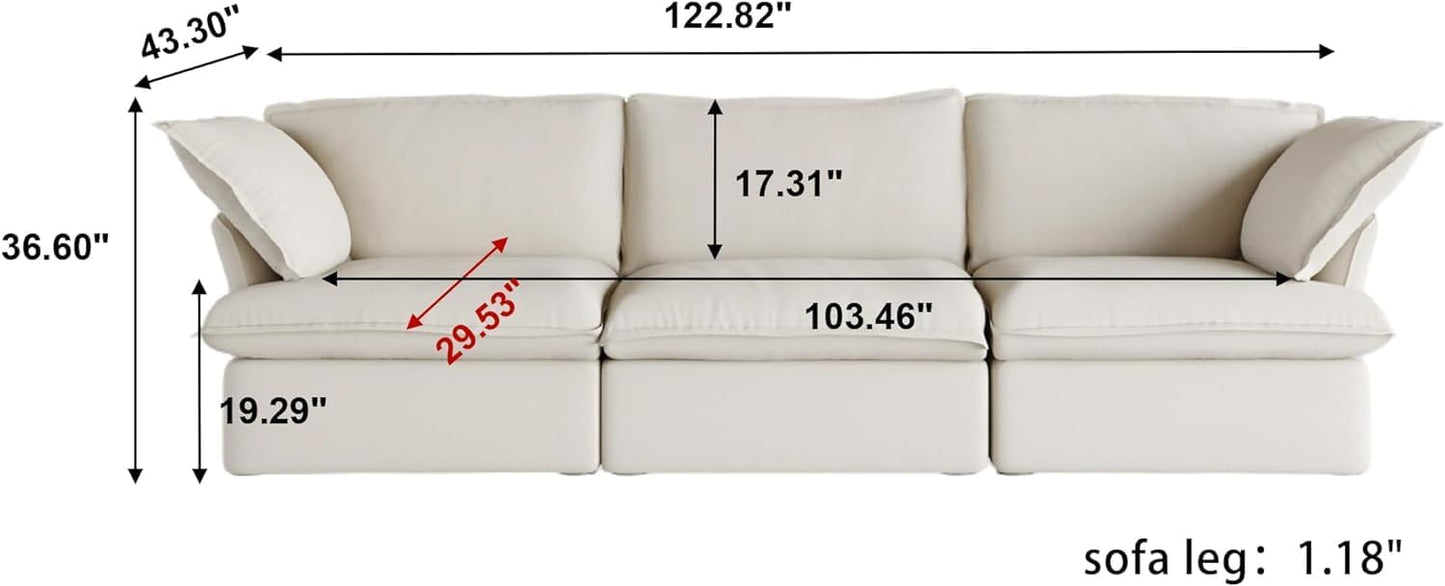 Sabi Modular Boucle Cloud Sofa - Beige - 3-Seater Sofa - Nuvé